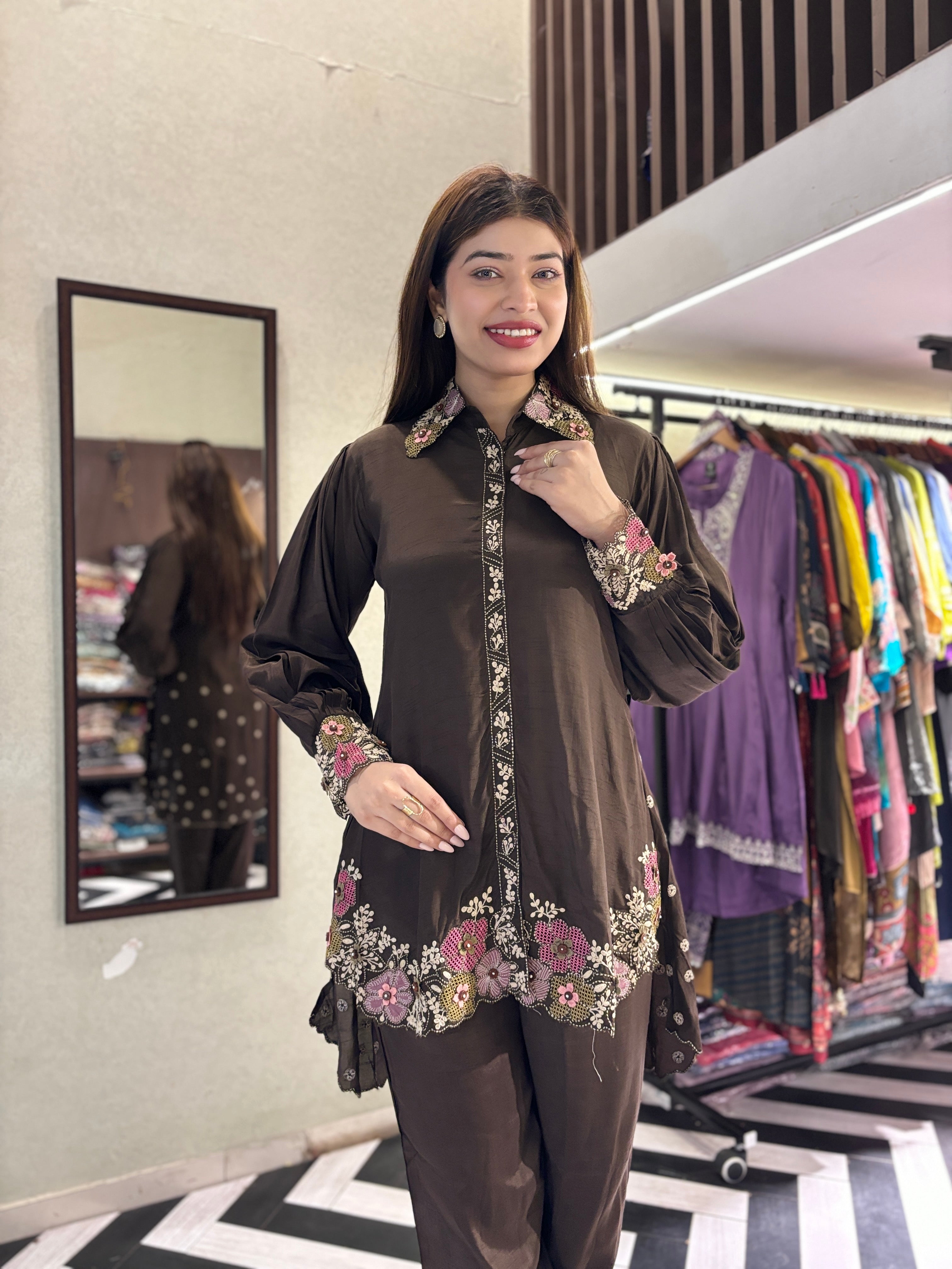 Image of Pure Silke 2 Piece Hand work Coord Set