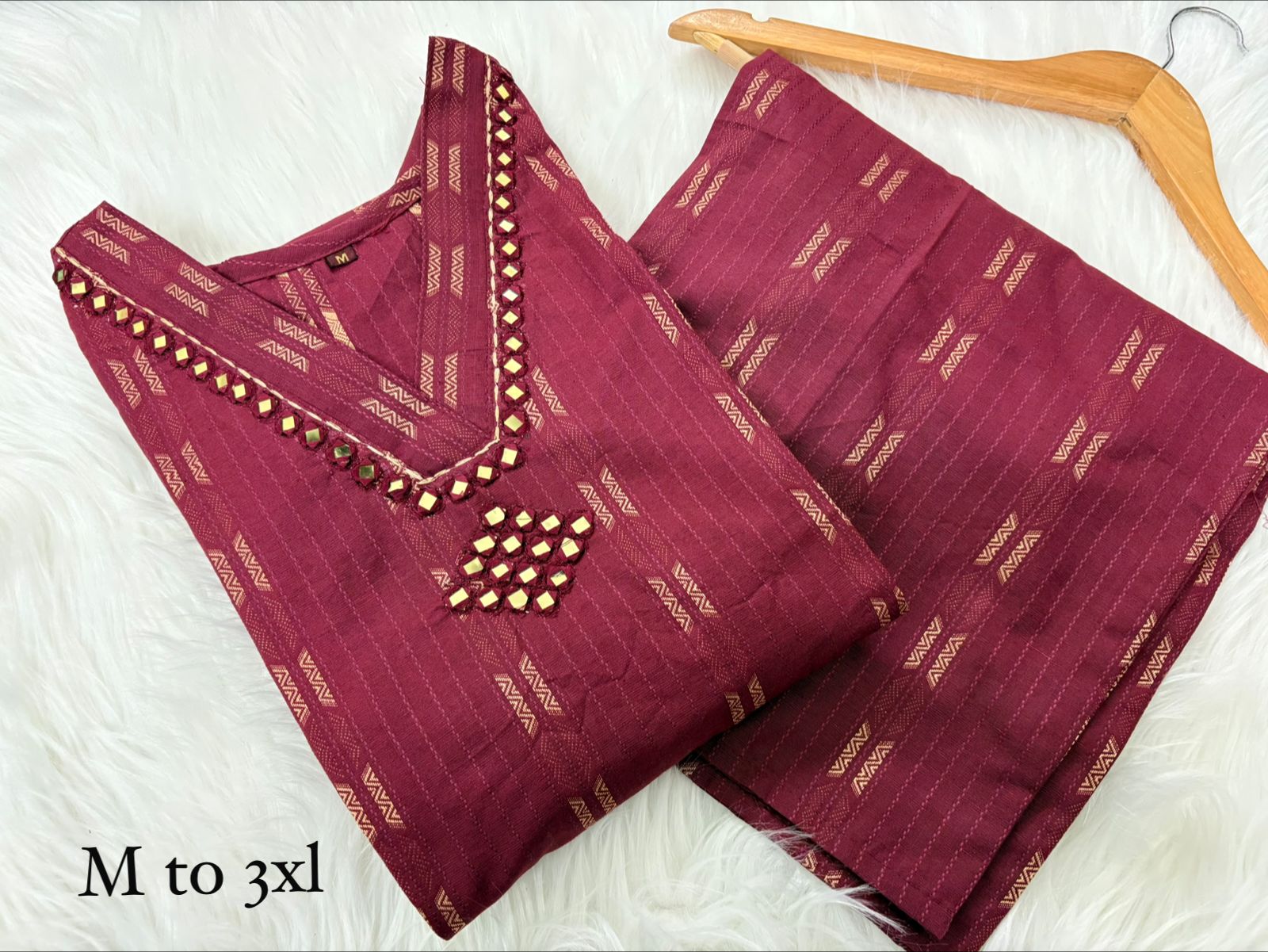 Image of Pure Cotton 2 Piece Sleeveless Coord Set with original mirror work