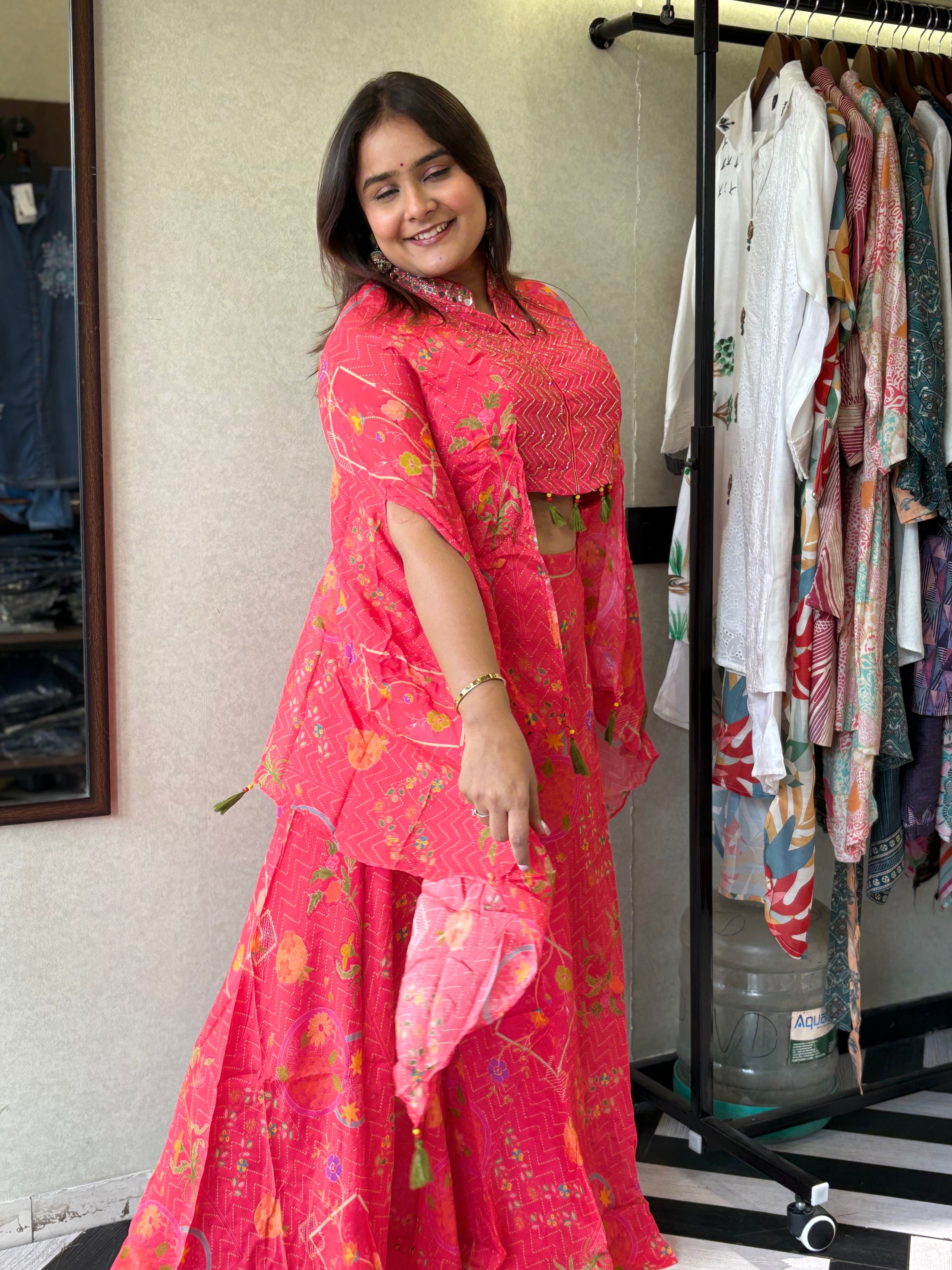 Image of Pure Chinnon 3 Piece with Hand work