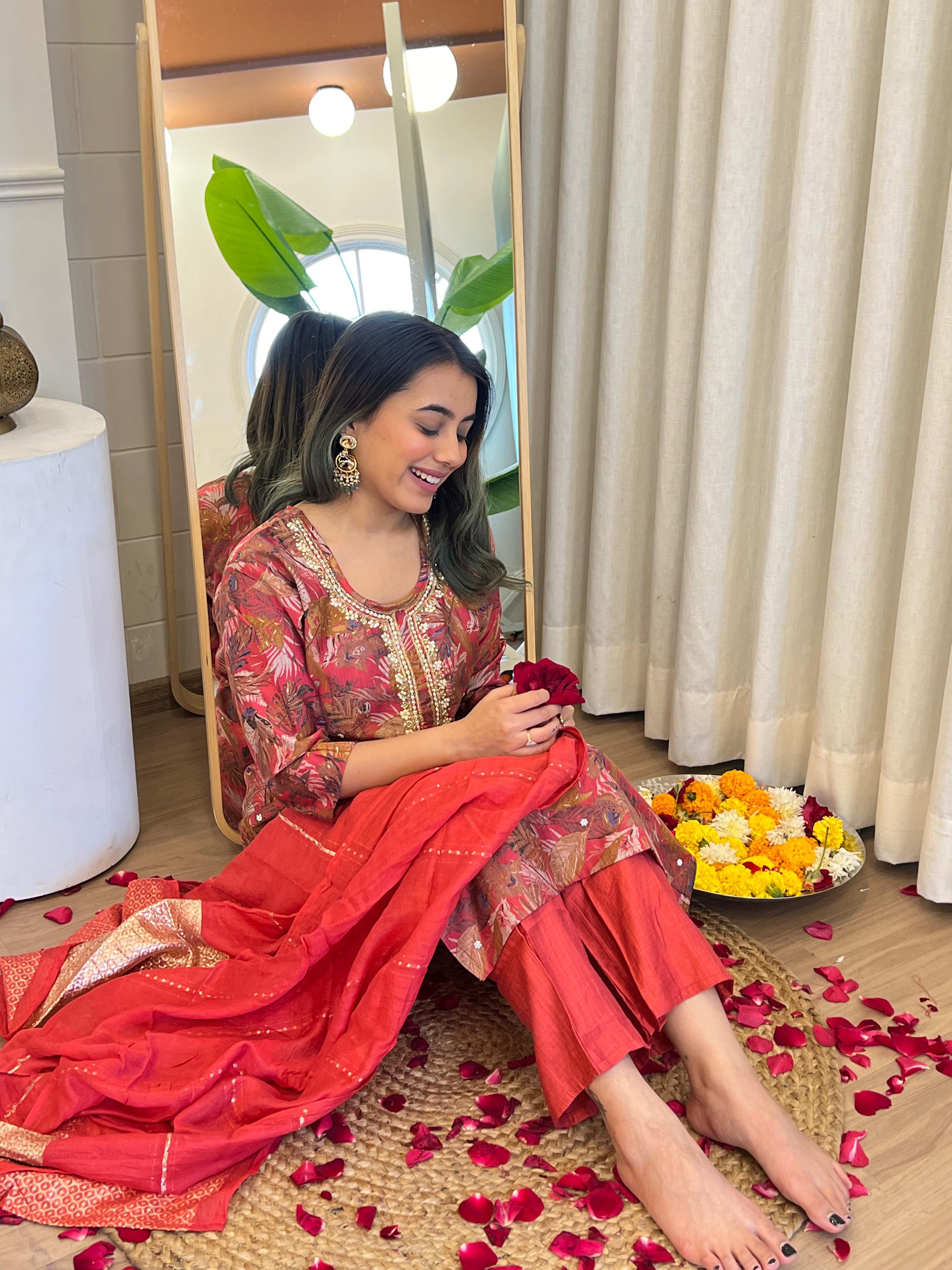 Image of Pure Silk 3 Piece with Hand work