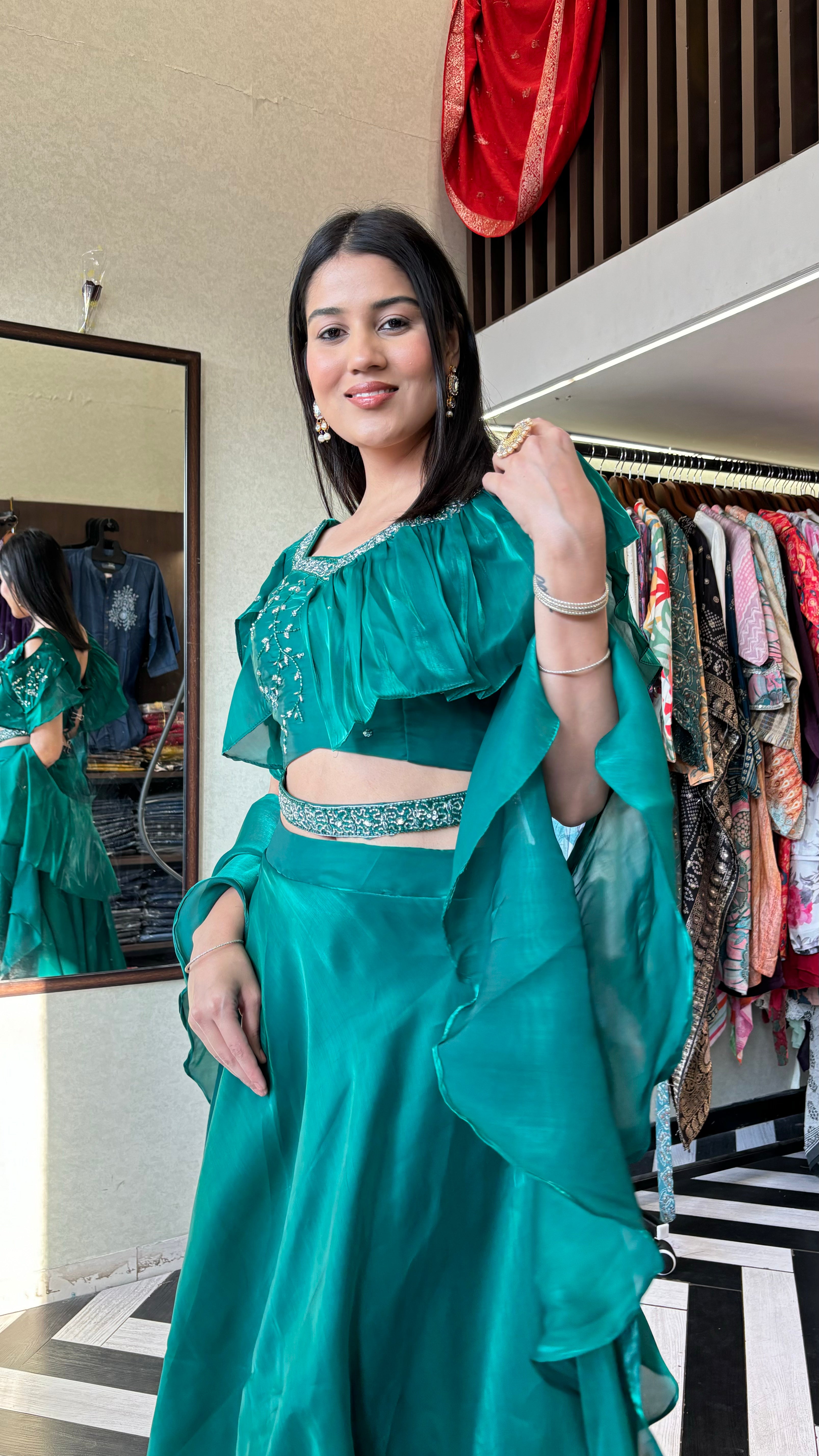 Image of Pure Shimmer Indo western 3 Piece Set