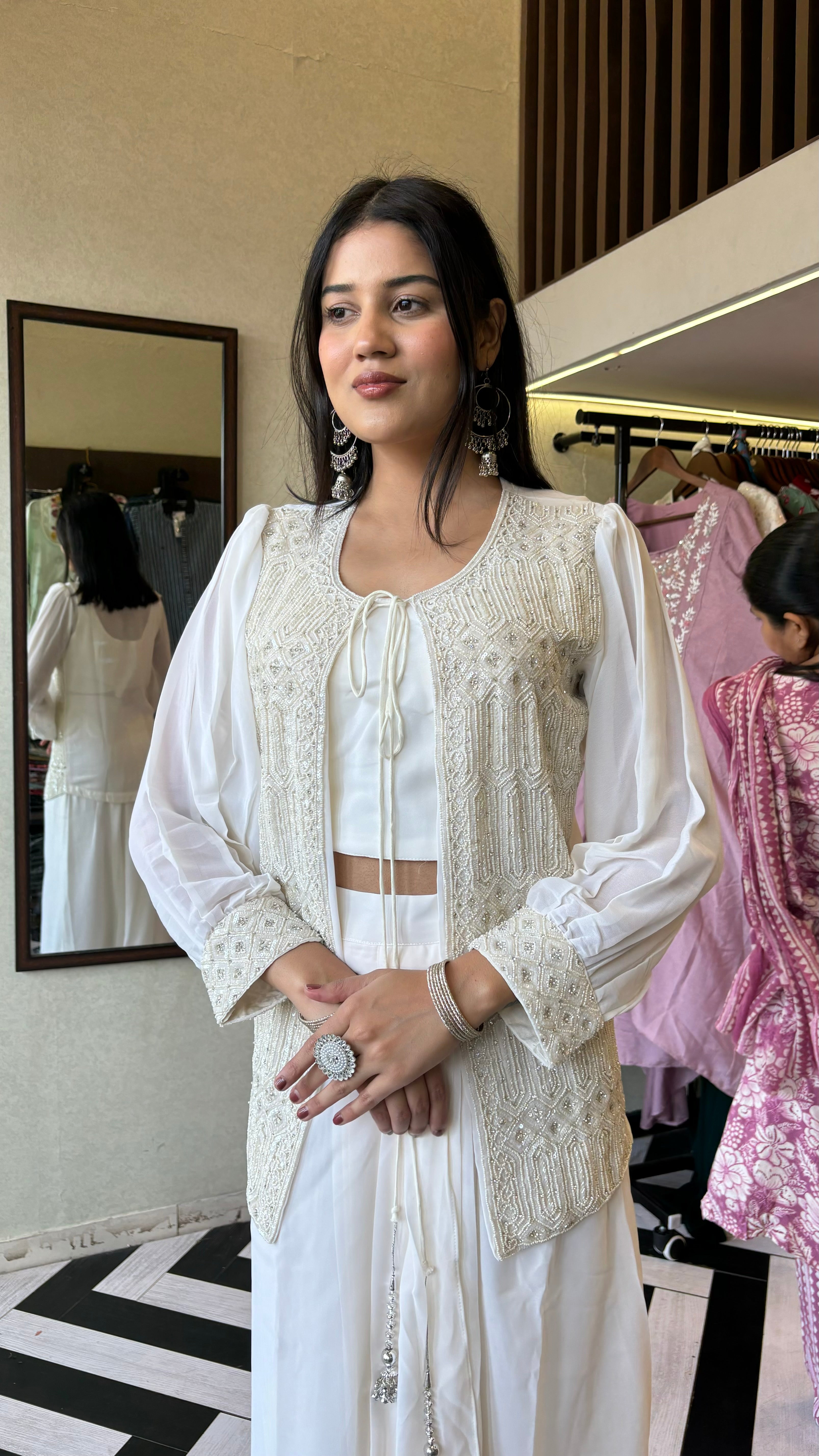 Image of Pure Georgette Indo western 3 Piece