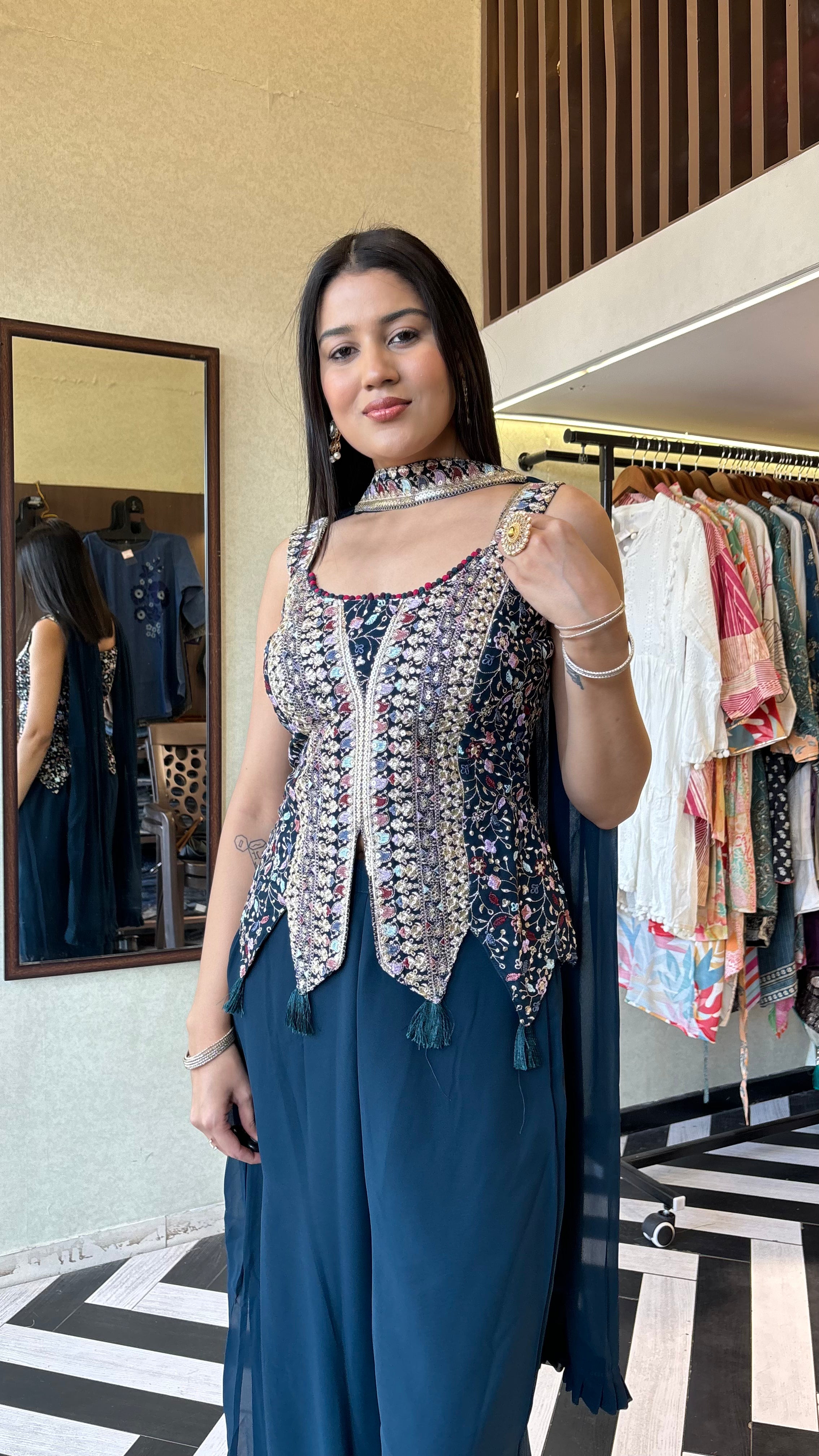 Image of Pure Georgette 3 Piece Set with Hand work