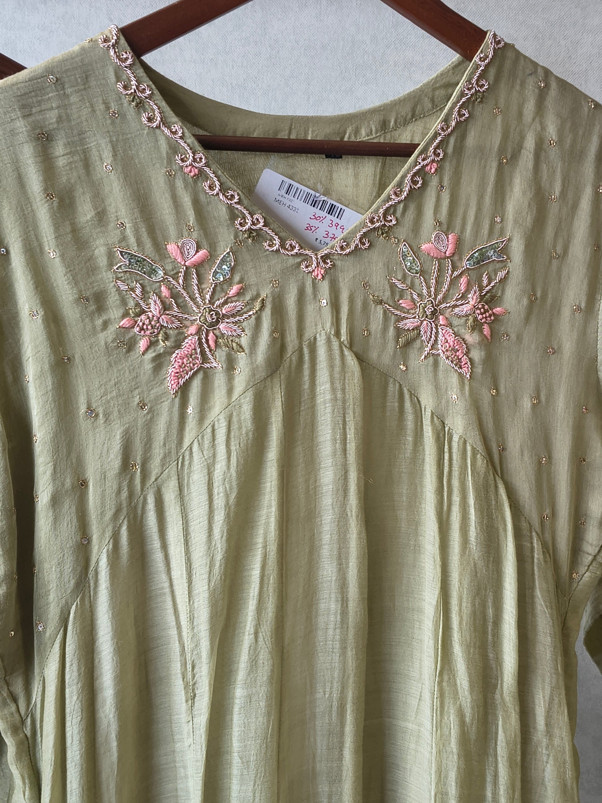 Premium Olive Green Embroidered A-Line Kurta Set with Dupatta