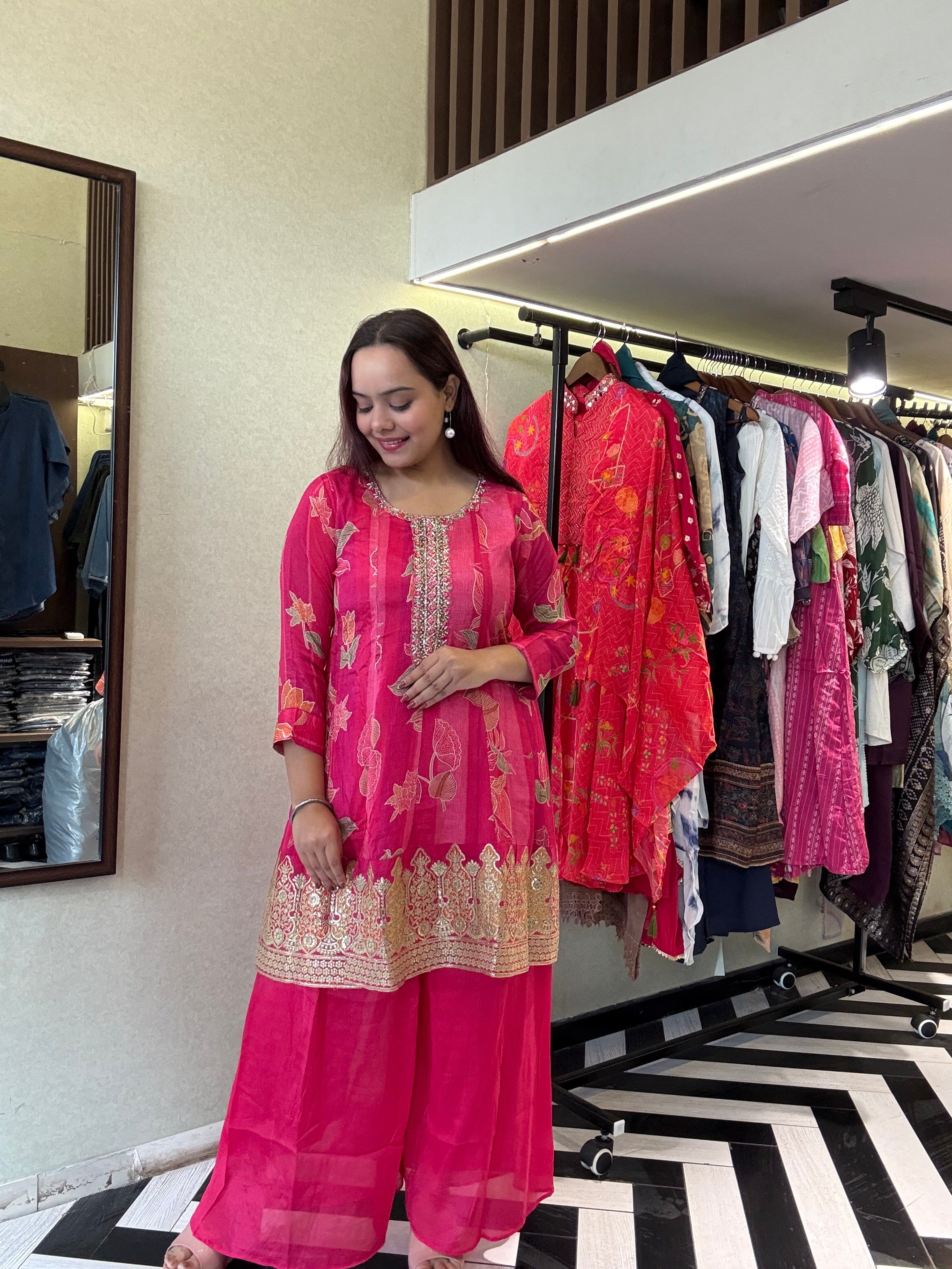 Pure Crepe 3 Piece with Hand work