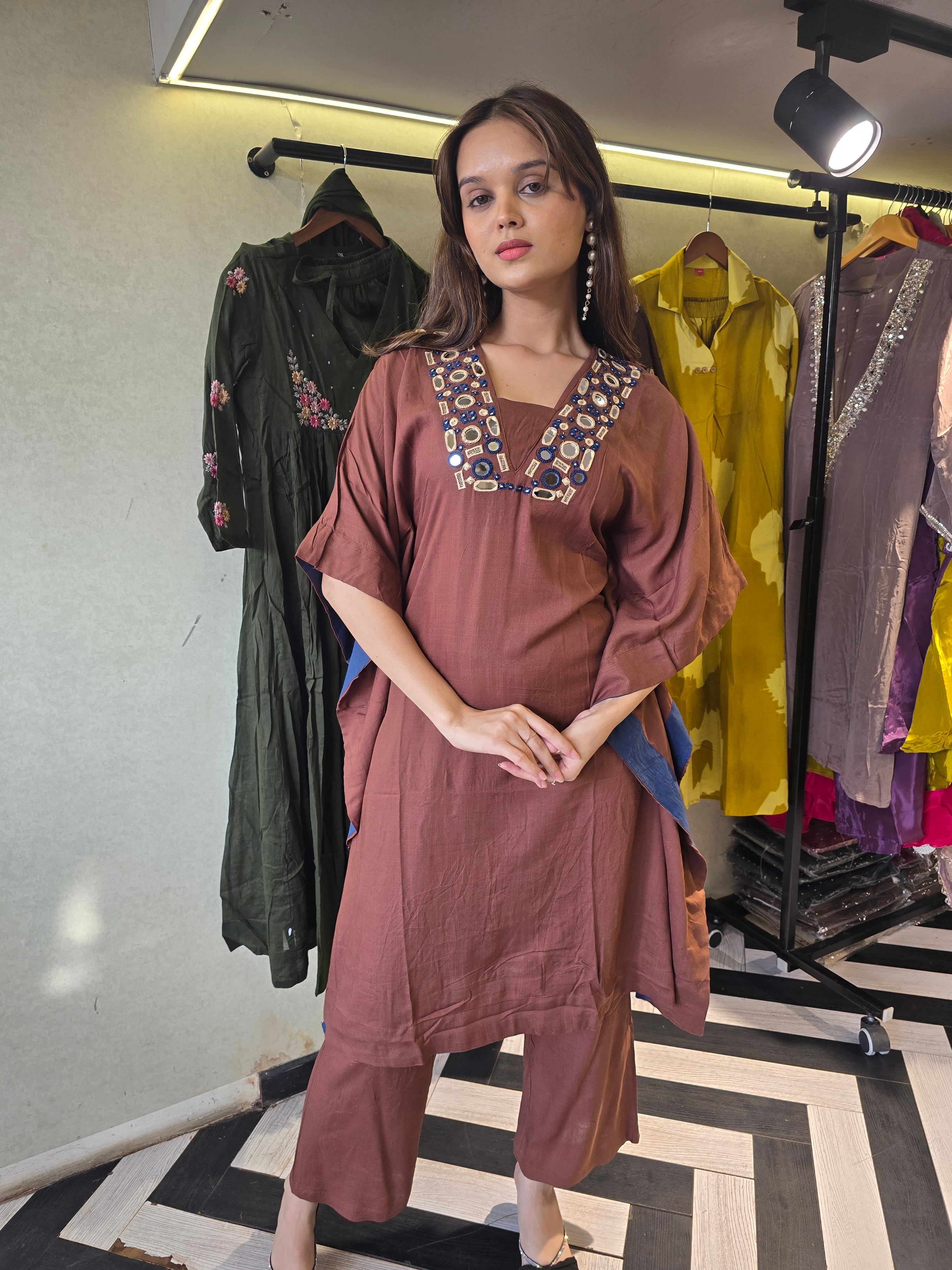 Image of Designer Cotton Kaftan 2 Piece