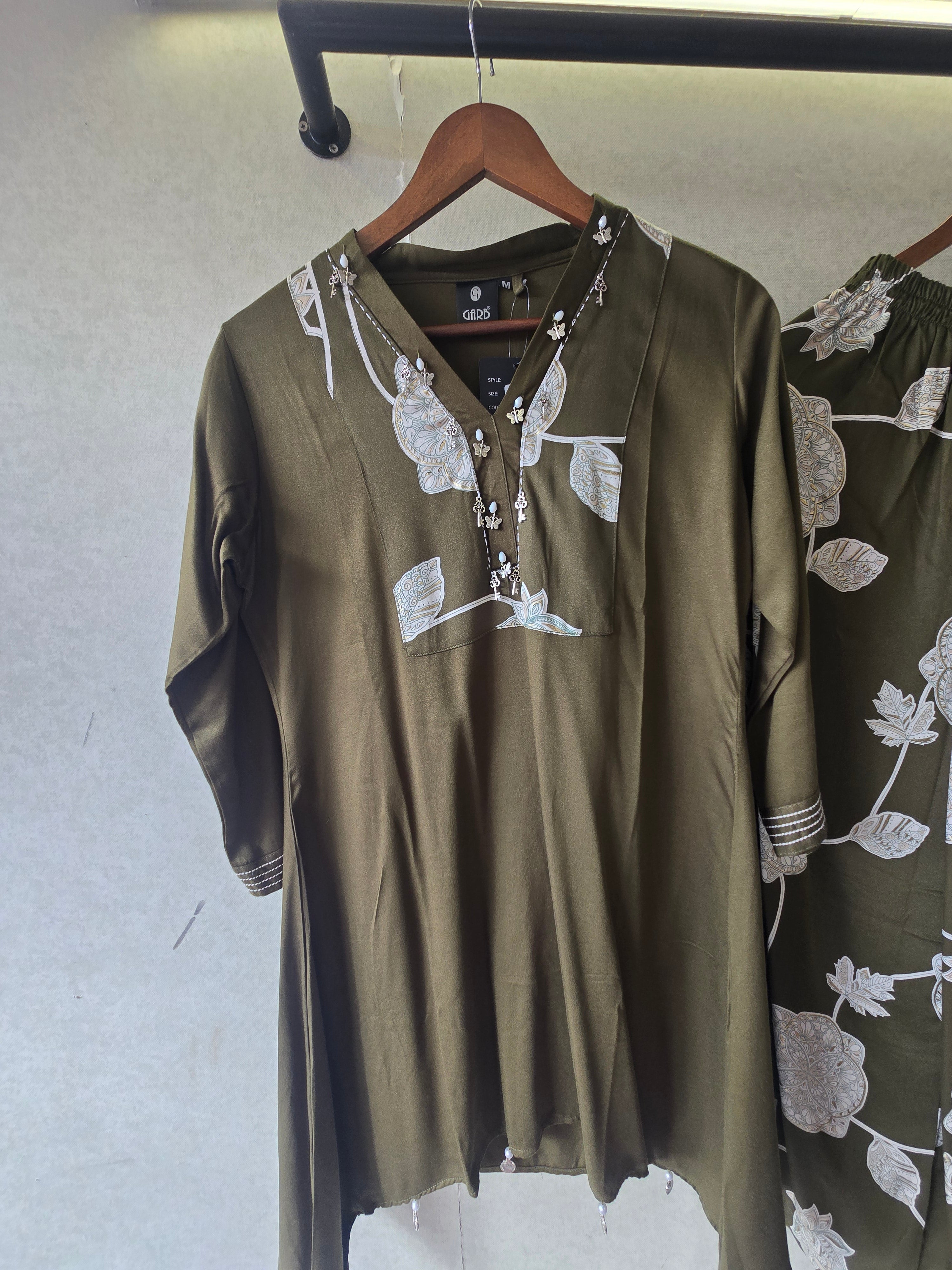 Image of Olive Botanical Print Co-Ord Set