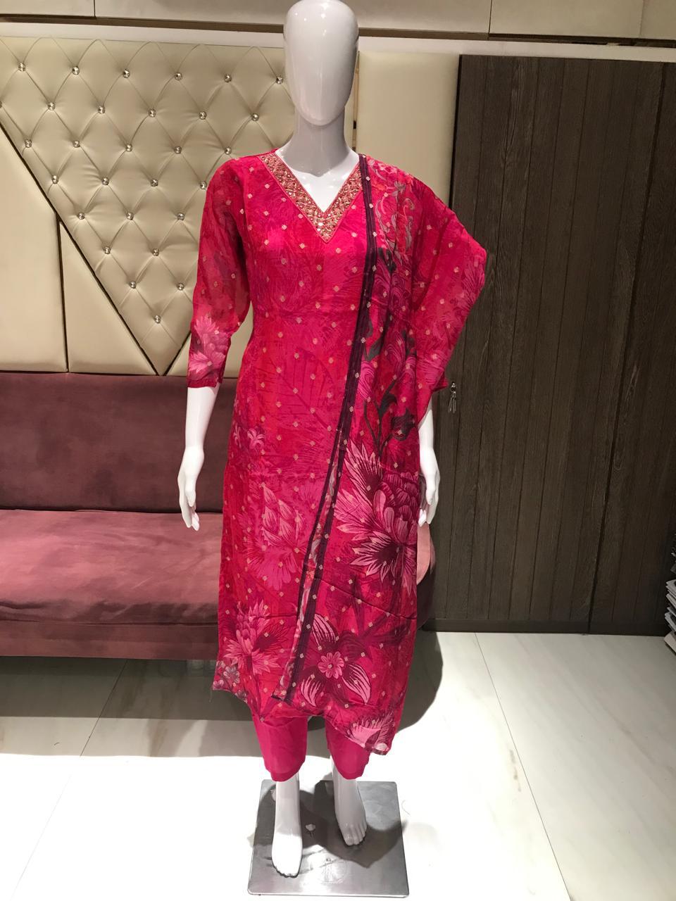 Image of Pure Gaji Silk 3 Piece Kurti Set