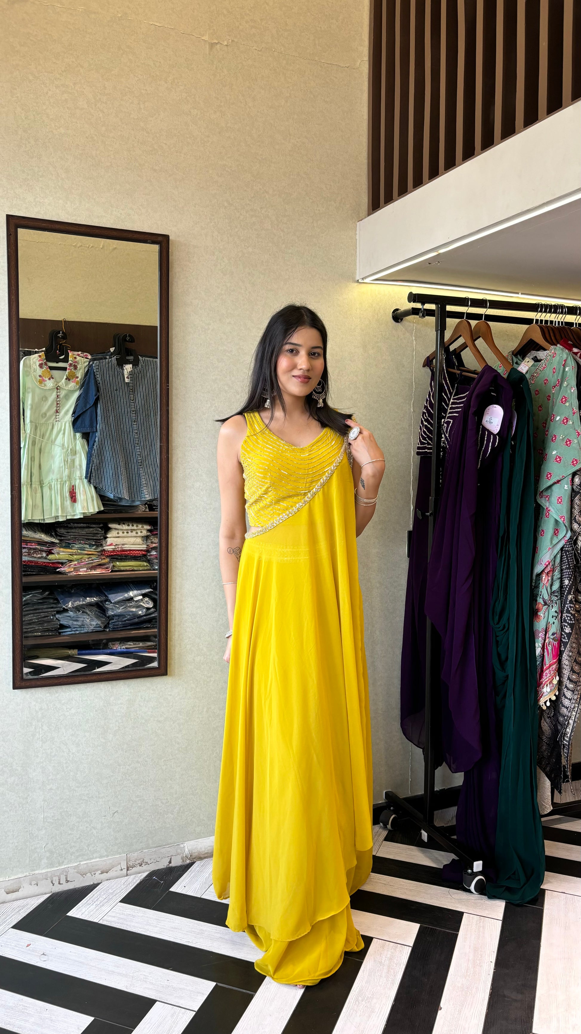 Pure Georgette Saree Style Indo western