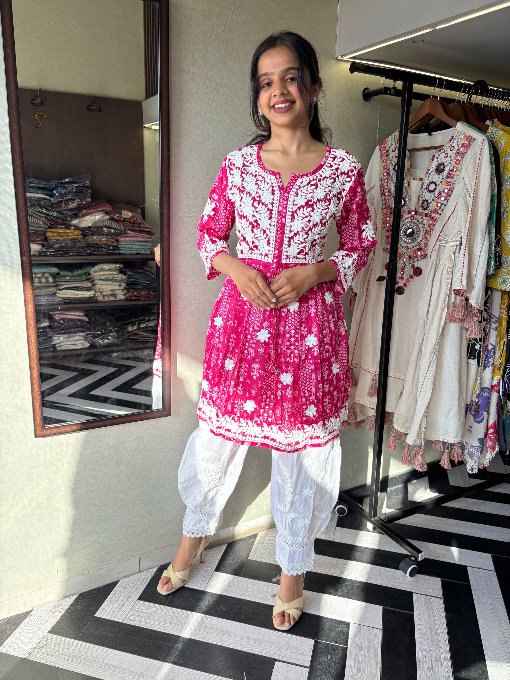 Pure Lucknowi 2 Piece Embroidery Coord Set