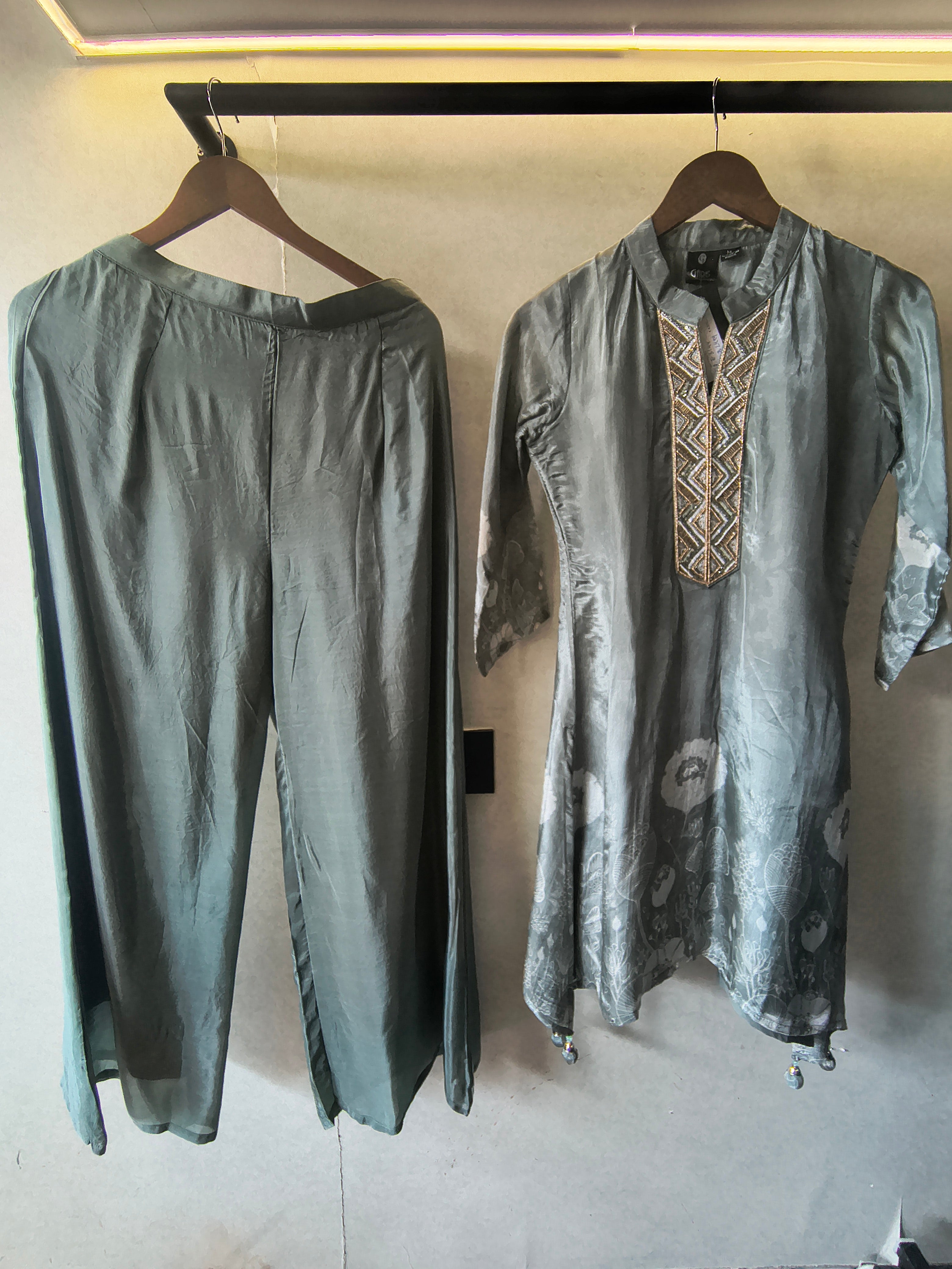 Image of Sage Green Embellished Floral Co-Ord Set