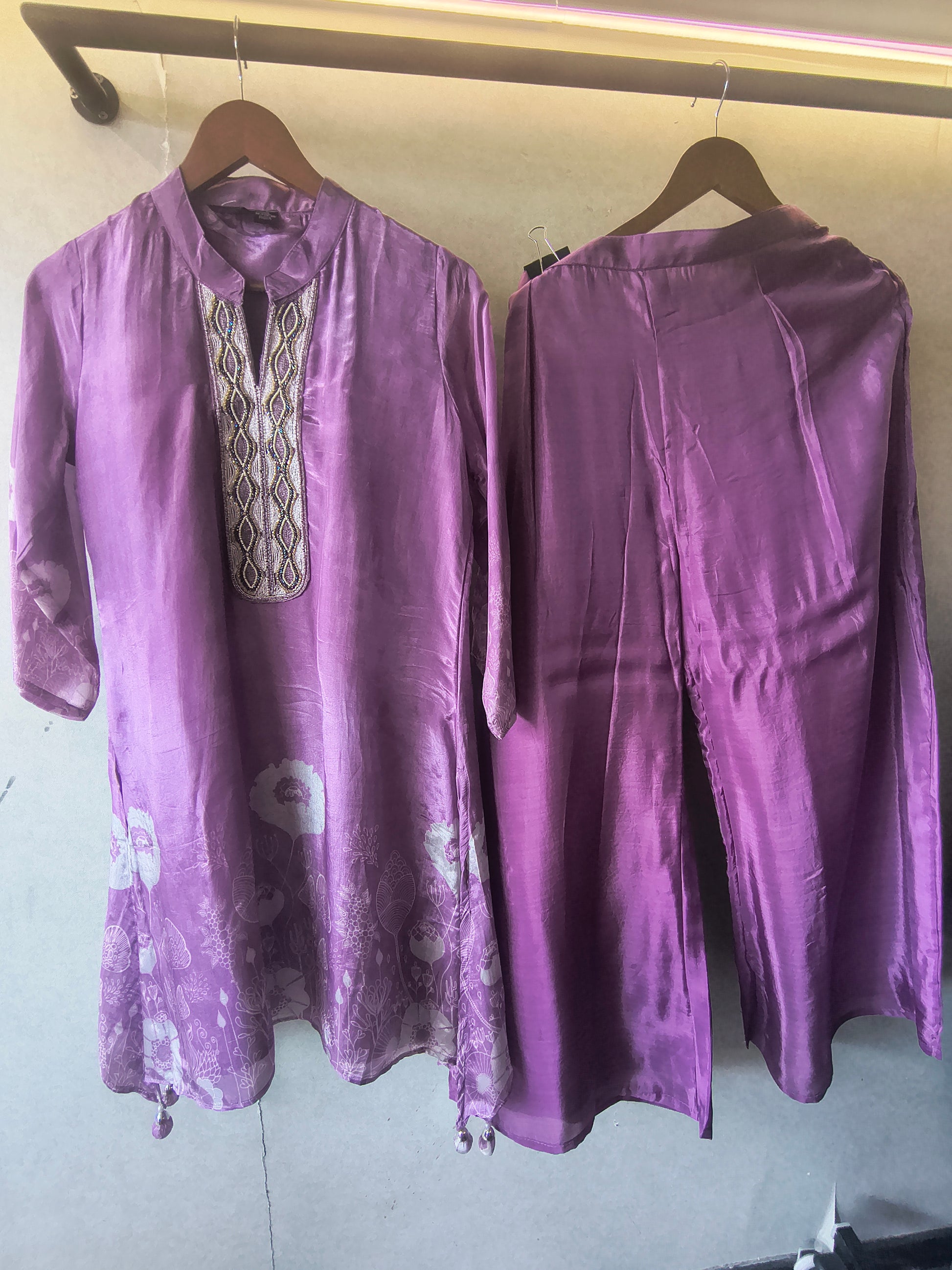 Lavender Mist Embellished Floral Co-Ord Set