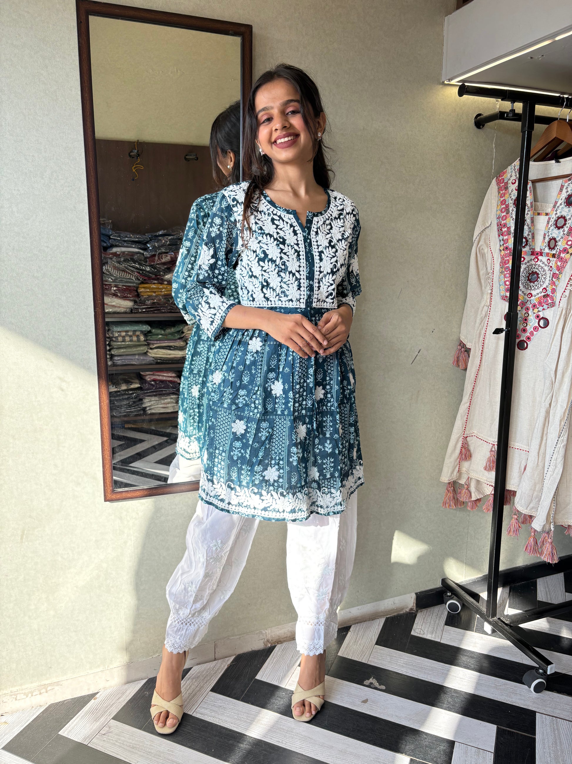 Pure Lucknowi 2 Piece Embroidery Coord Set