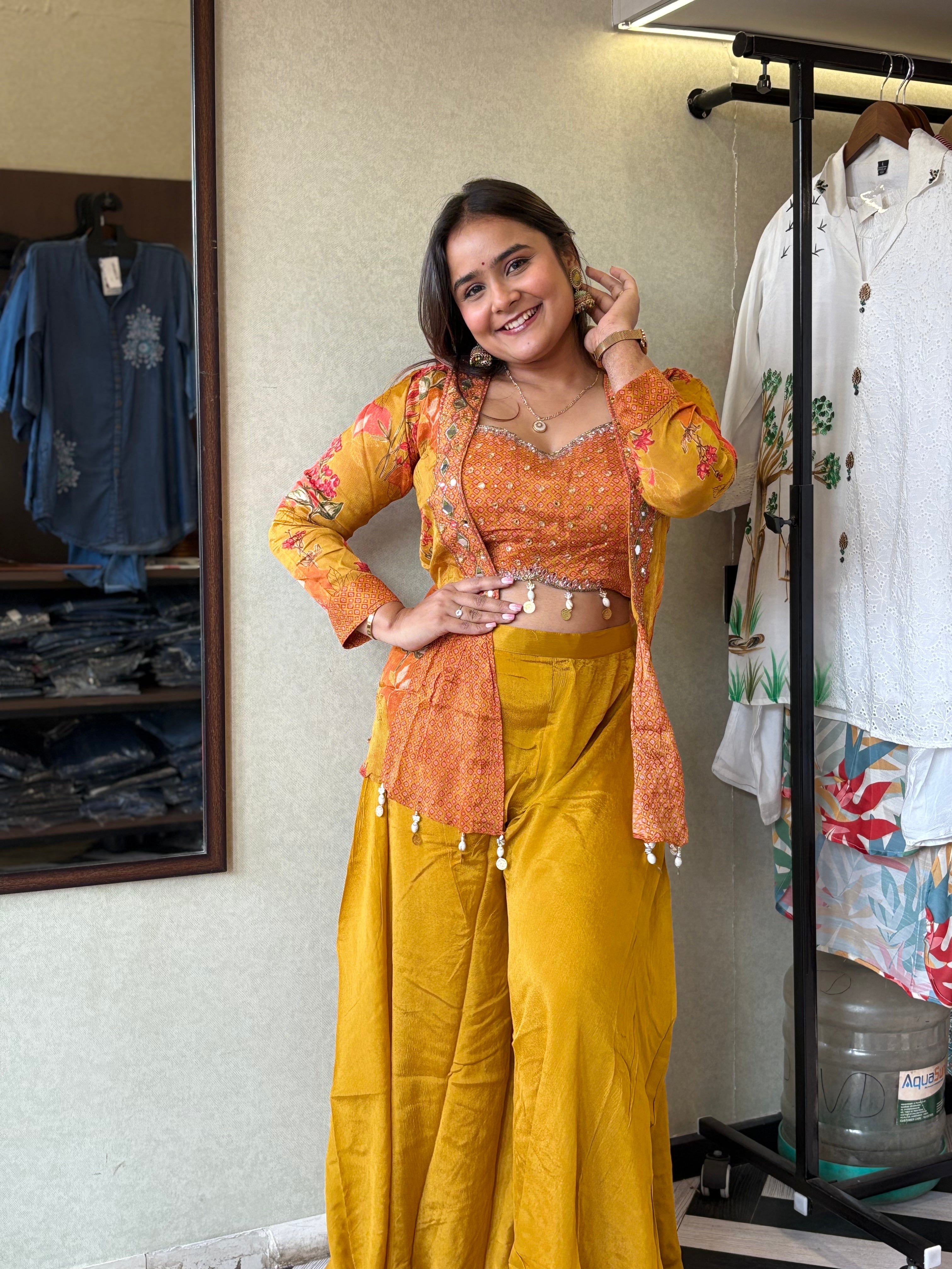 Image of Pure Chinnon 3 Piece with Hand work