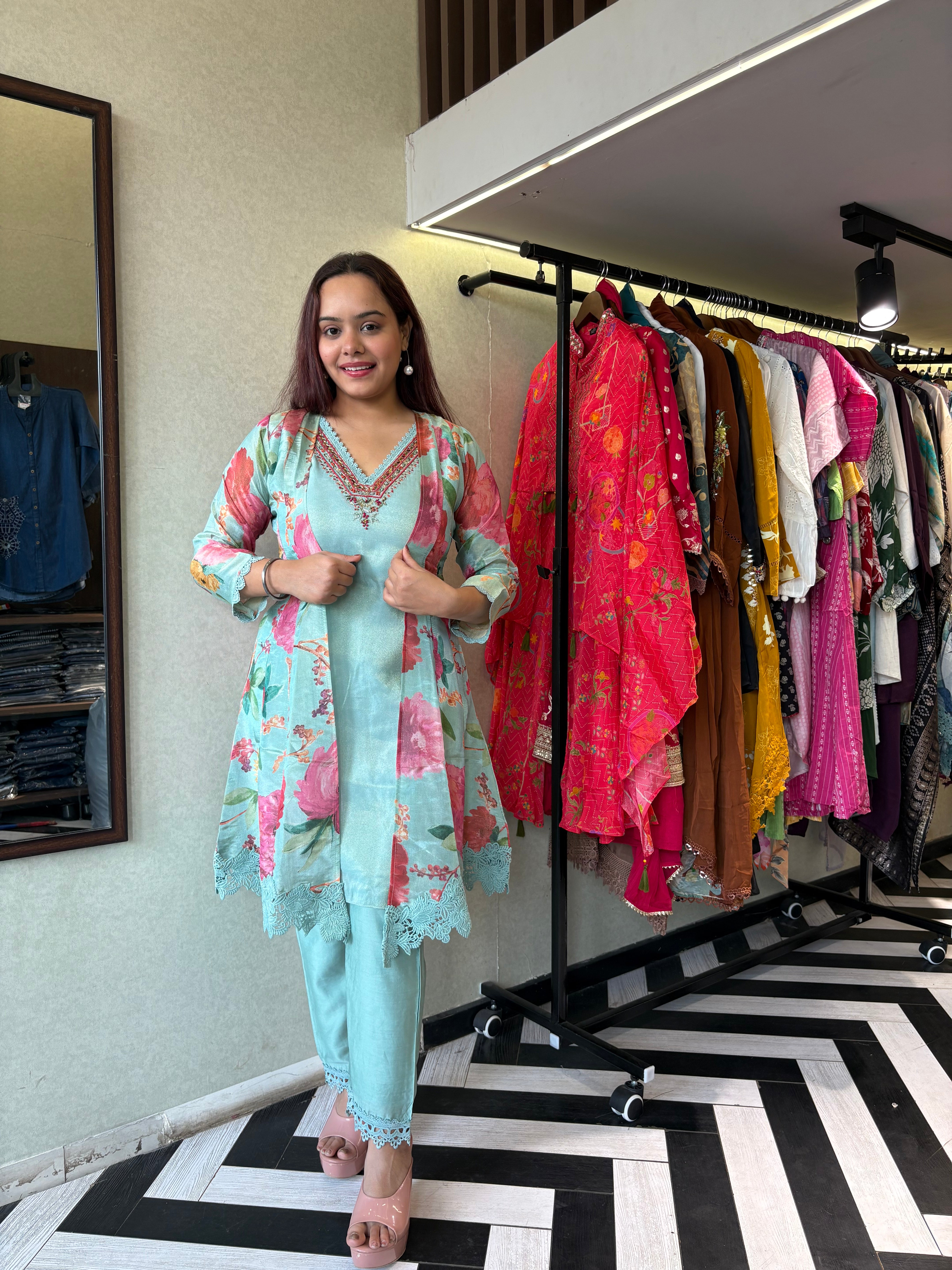 Image of Pure Georgette 3 Piece with Hand work