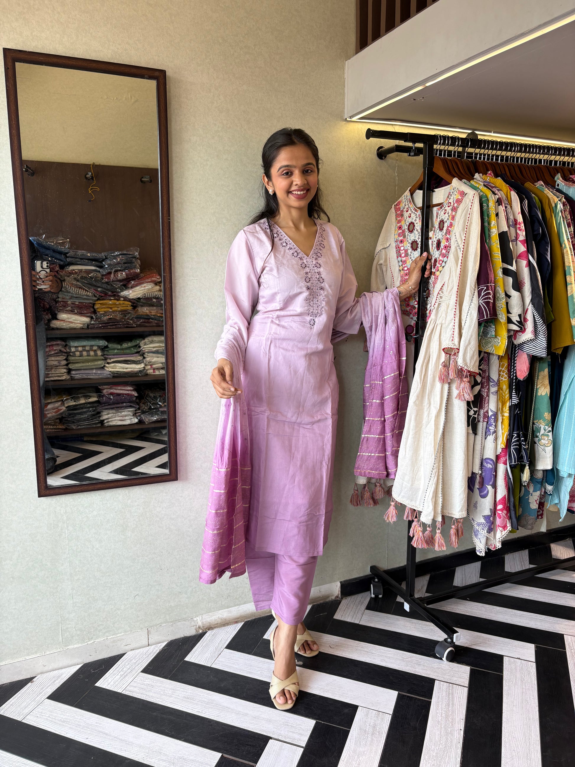 Elegance in Every Thread - Premium Silk Kurti Set Just for You!
Crafted from pure silk, this 3-piece kurti set comes with gorgeous center hand embroidery - perfect for special occasions or elegant daily wear.