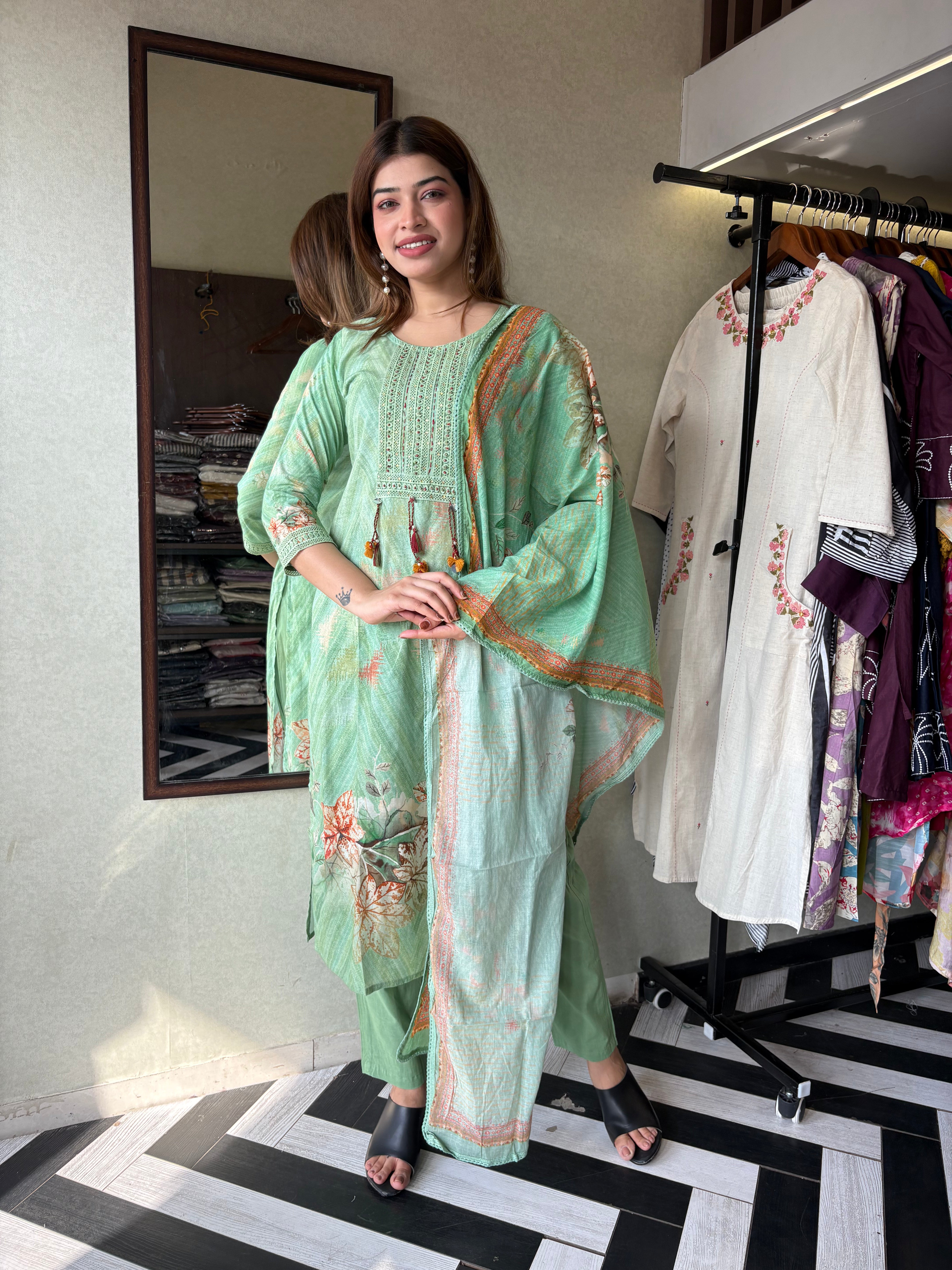 Pure Cotton Designer Kurti Sets