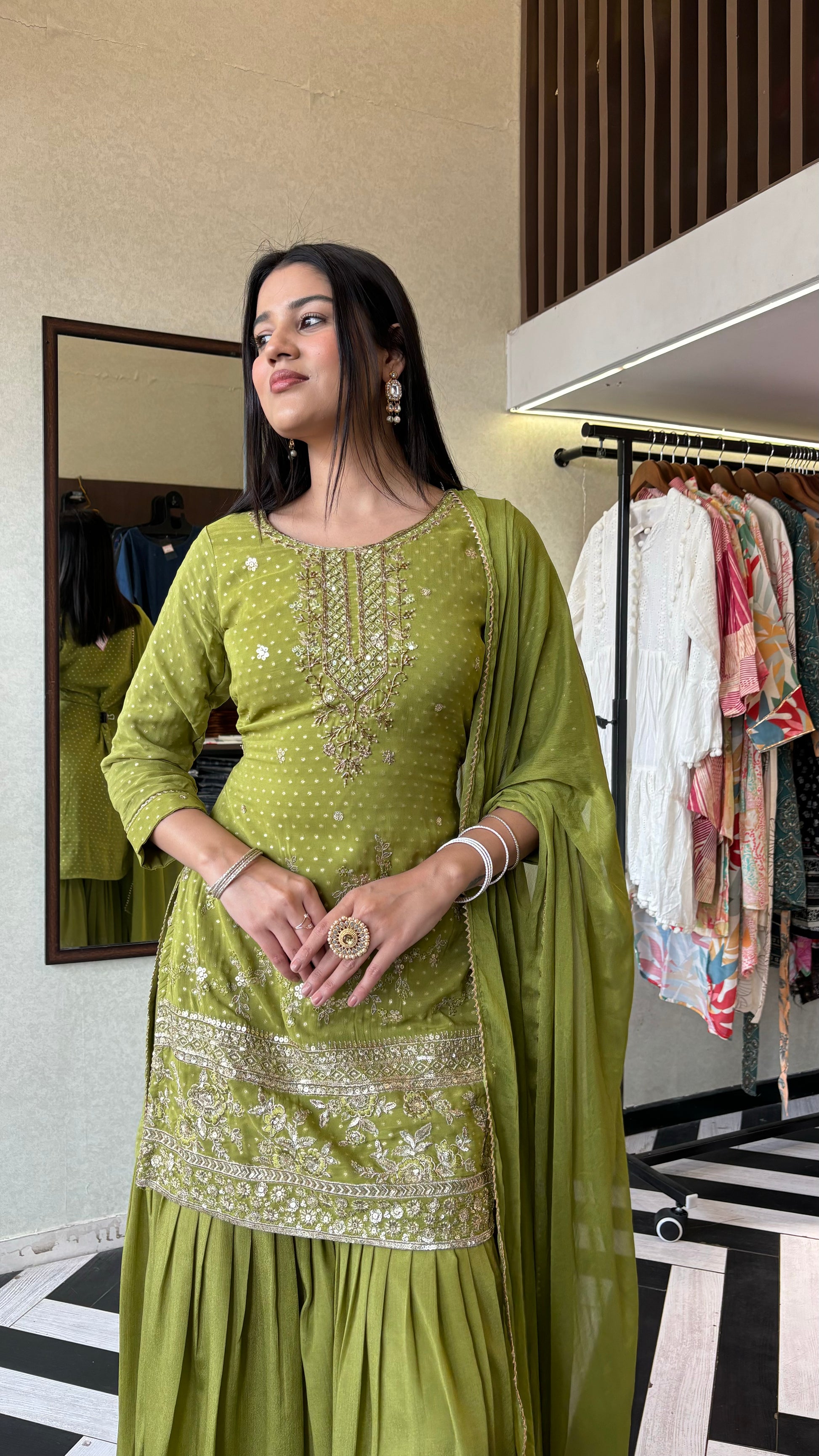 Pure Organza 3 Piece with Hand work