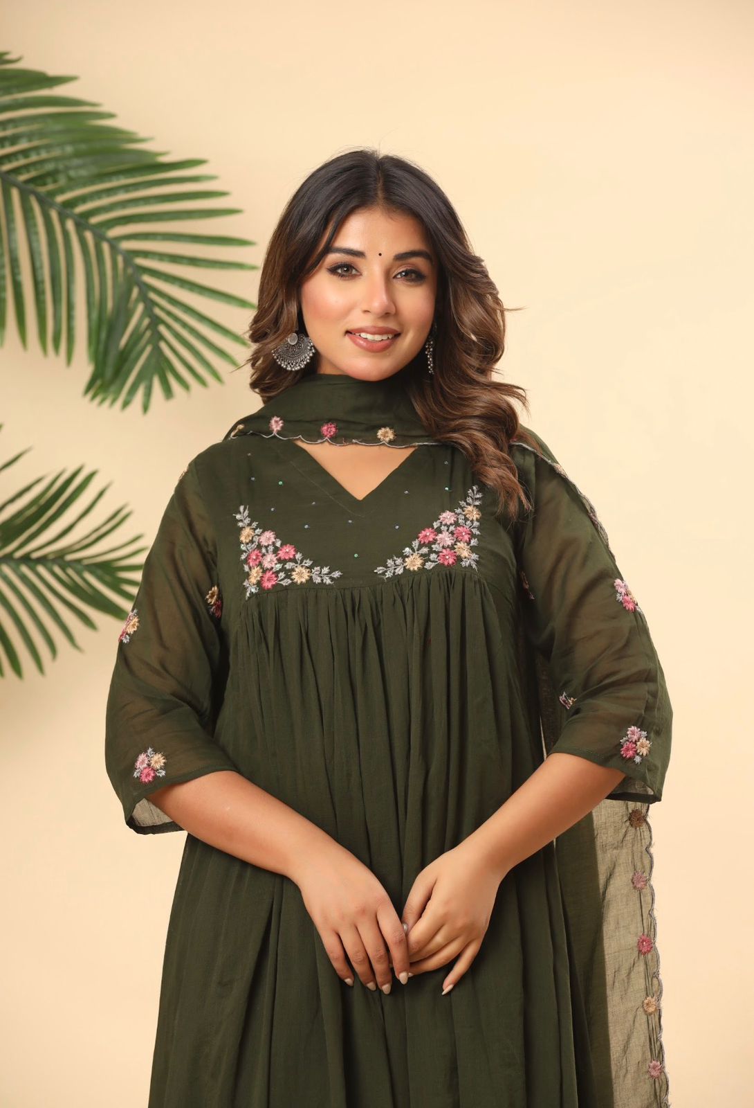 Pure Mull Chanderi Cotton Anarkali Set