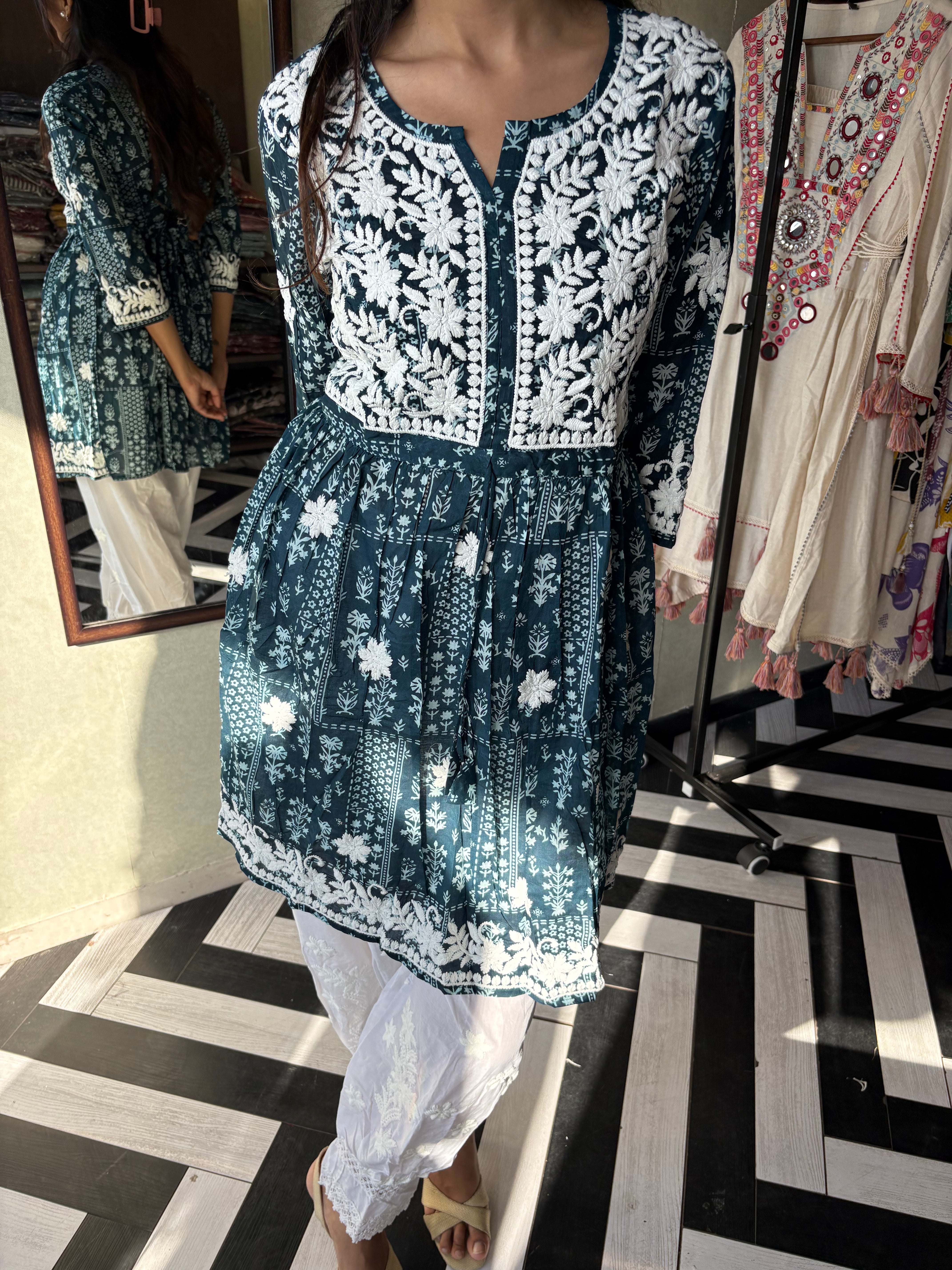 Image of Pure Lucknowi 2 Piece Embroidery Coord Set