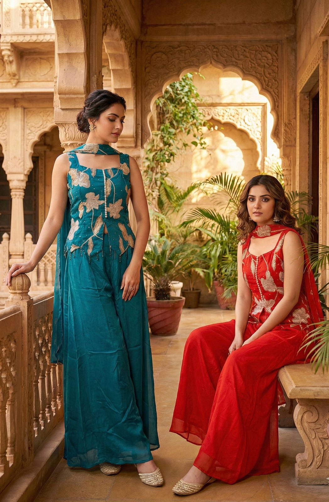 Pure Chinnon Crepe Indo Western Set