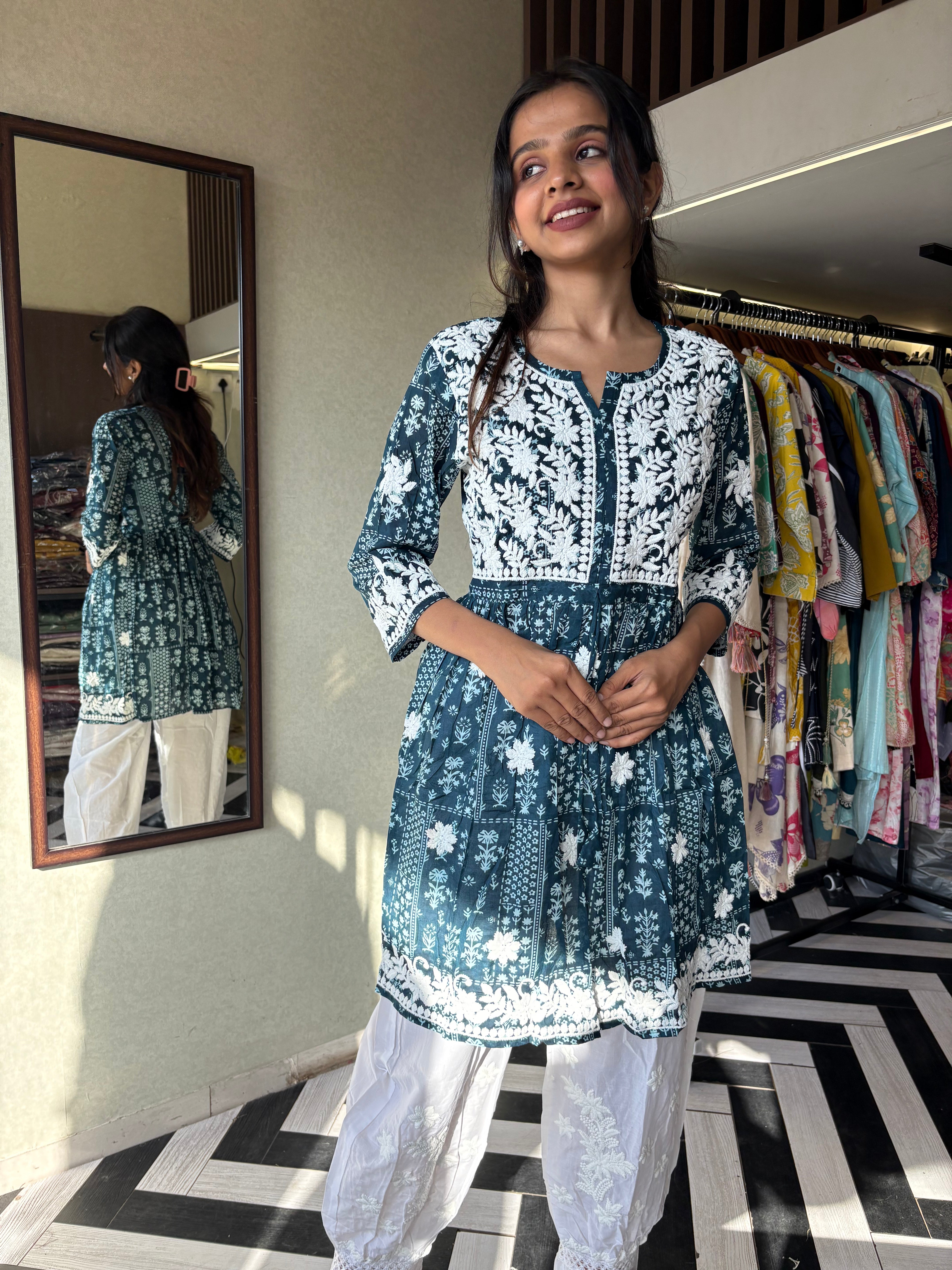 Pure Lucknowi 2 Piece Embroidery Coord Set