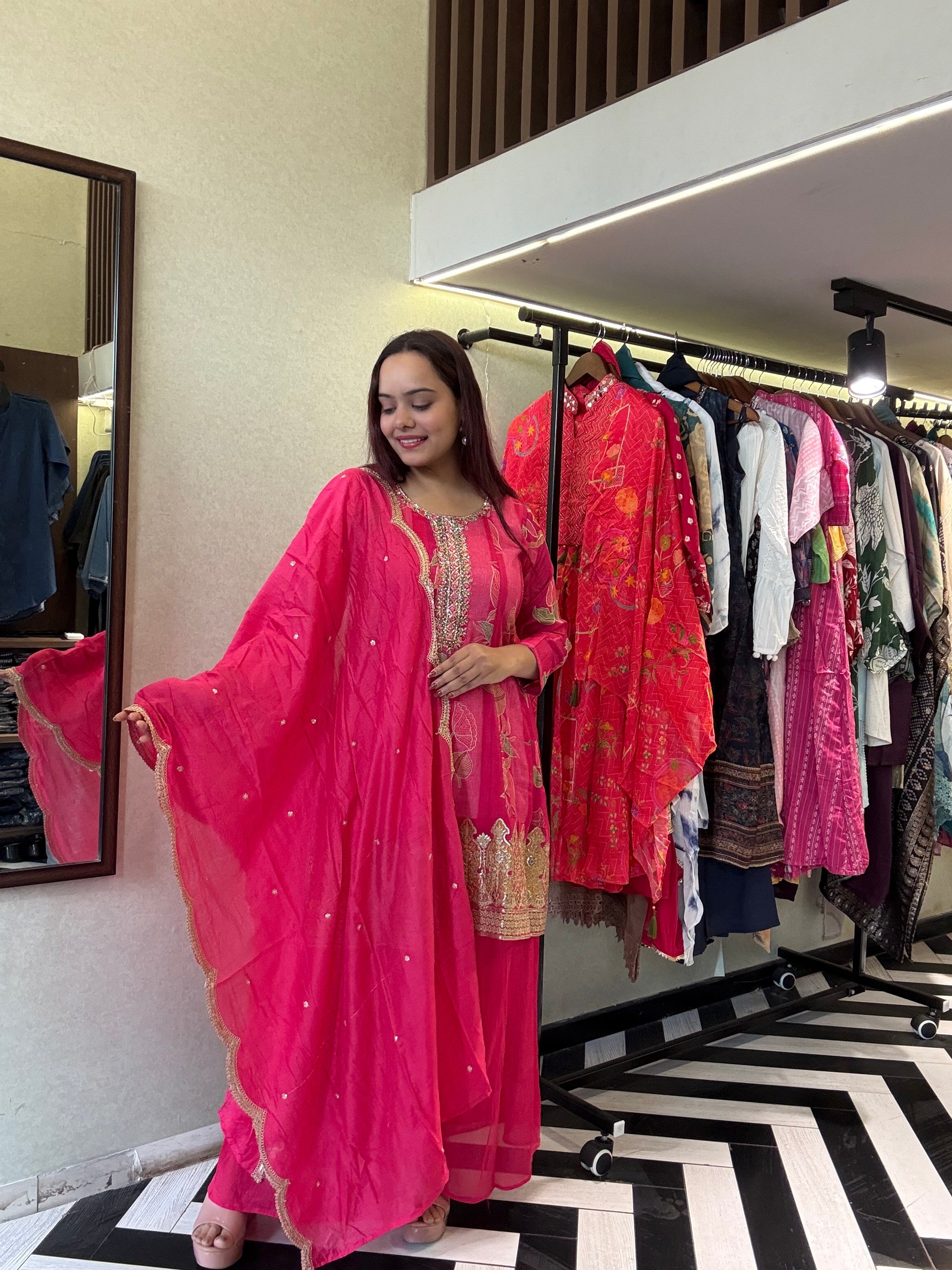 Pure Crepe 3 Piece with Hand work