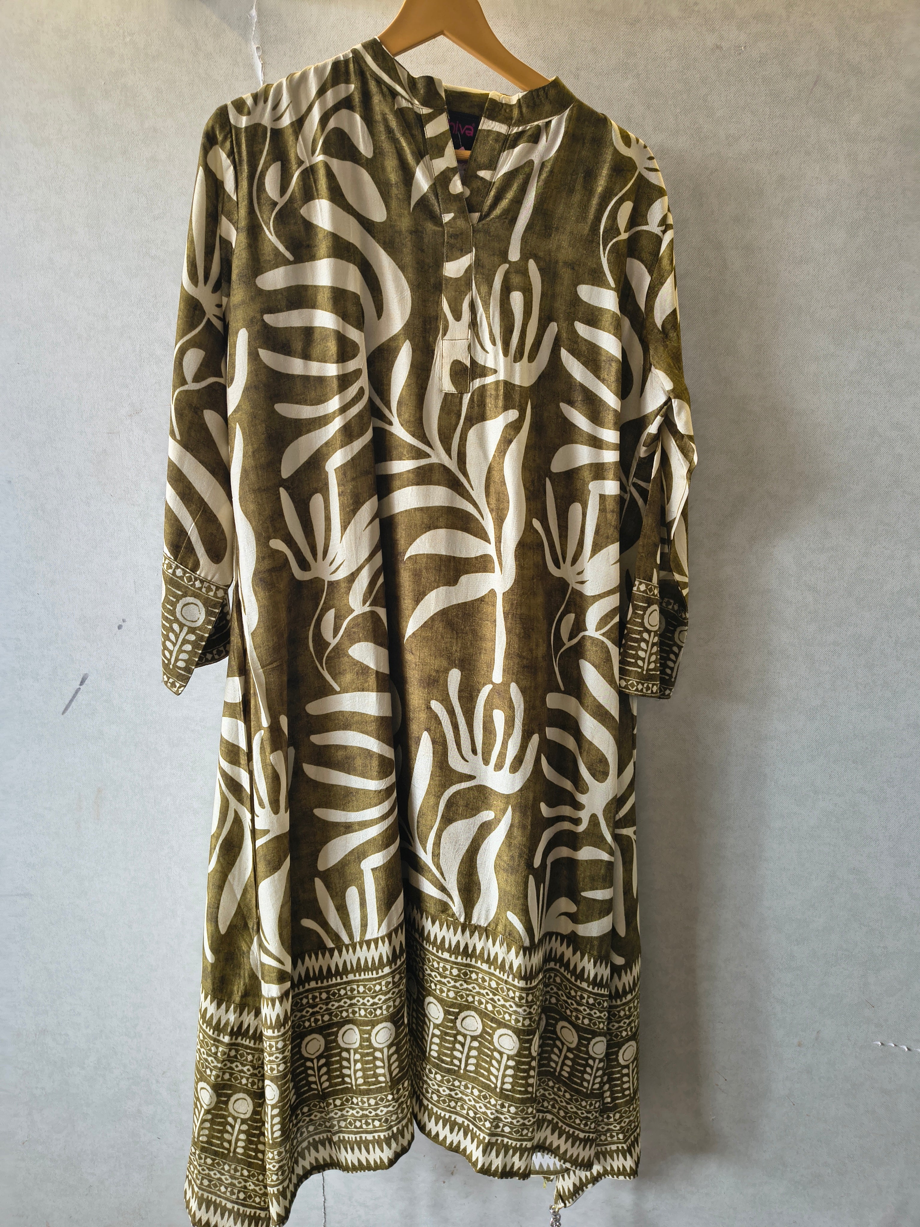 Image of Olive Botanical Printed Premium Co-Ord Set
