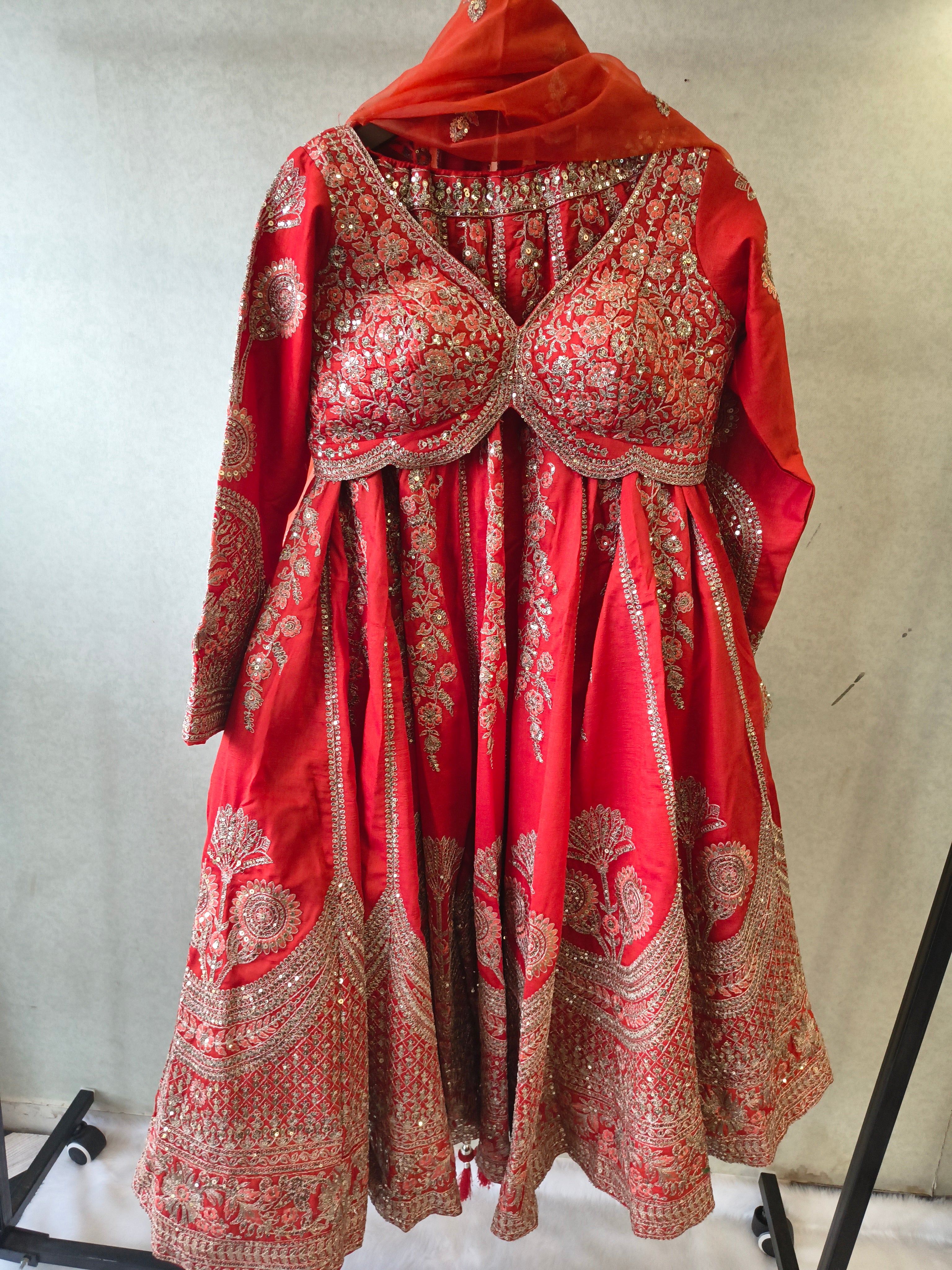 Image of Bridal Red Heavy Embroidered Lehenga Set with Designer Blouse & Organza Dupatta | Premium Wedding Collection