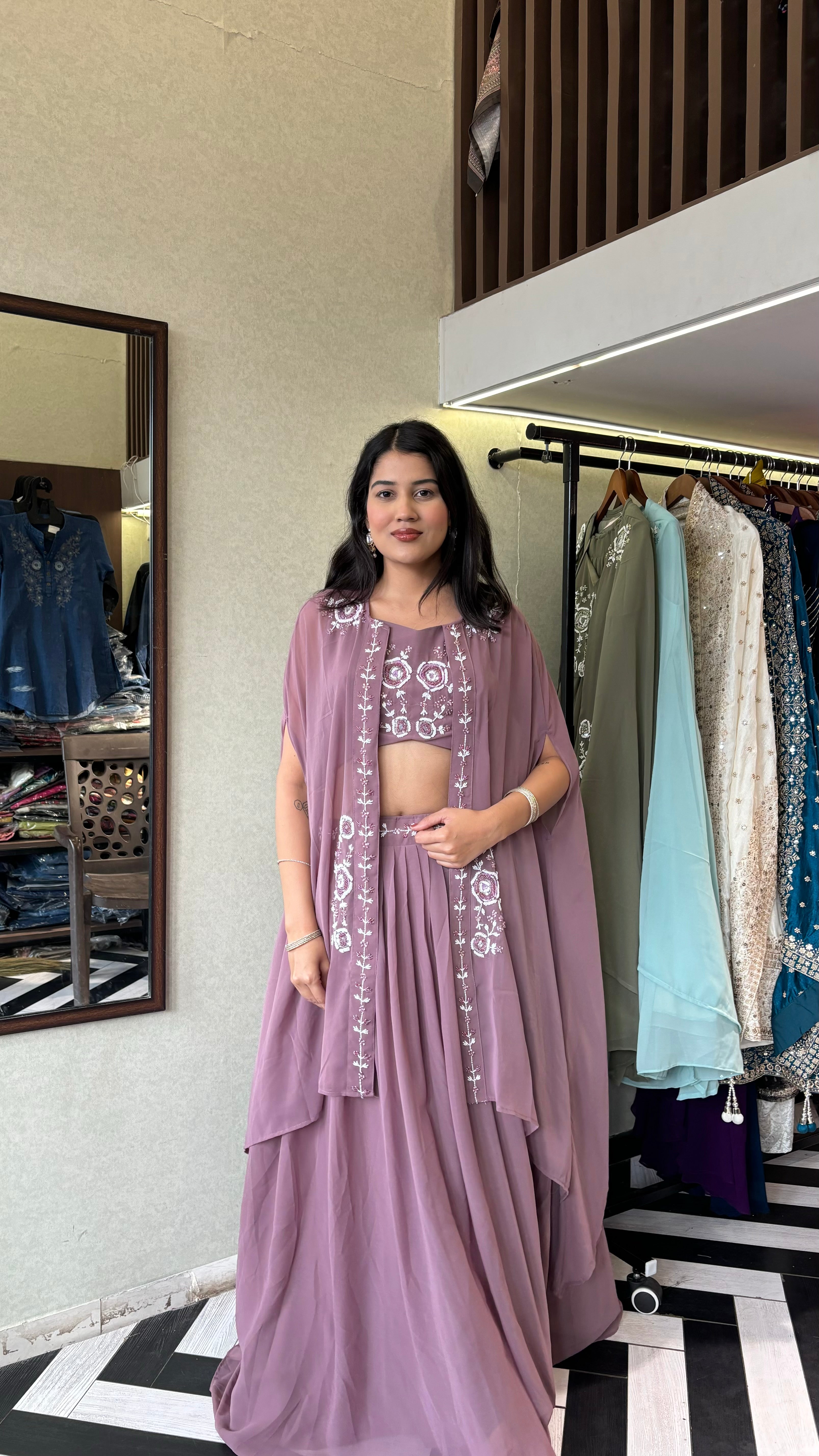Image of Pure Georgette Set 3 Piece with Gown