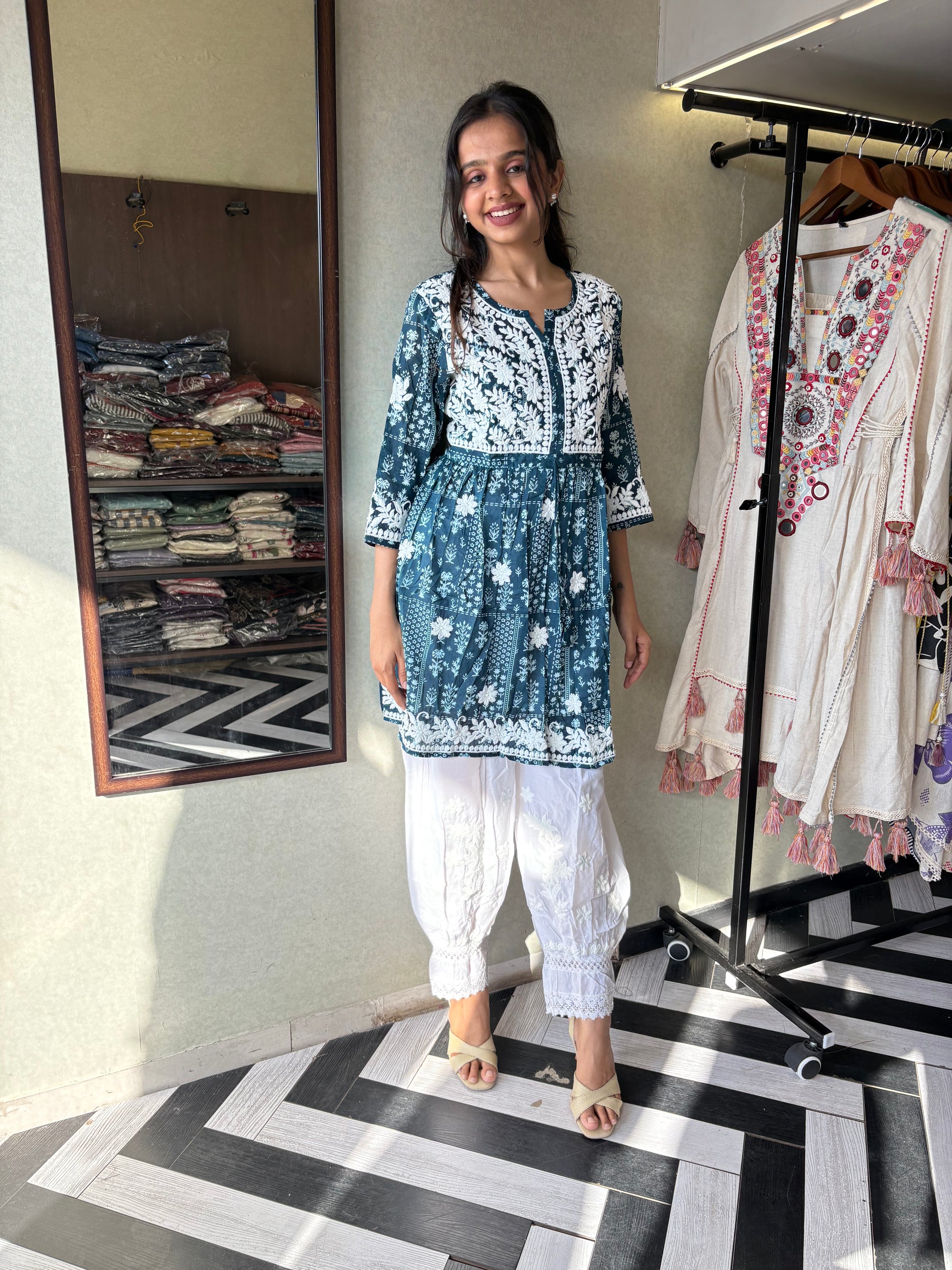 Pure Lucknowi 2 Piece Embroidery Coord Set
