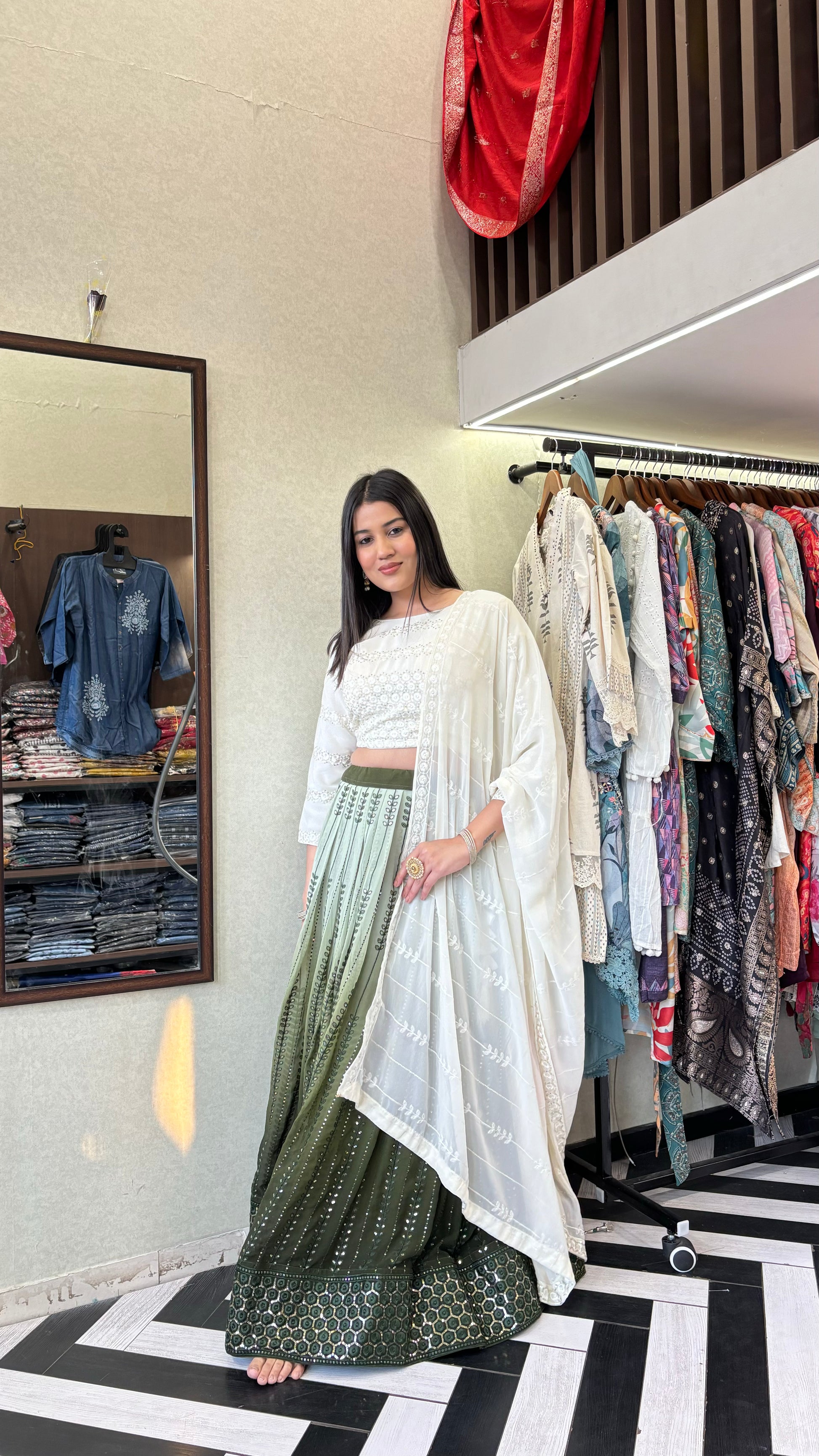 Pure Georgette Indo Western Piece with Hand work