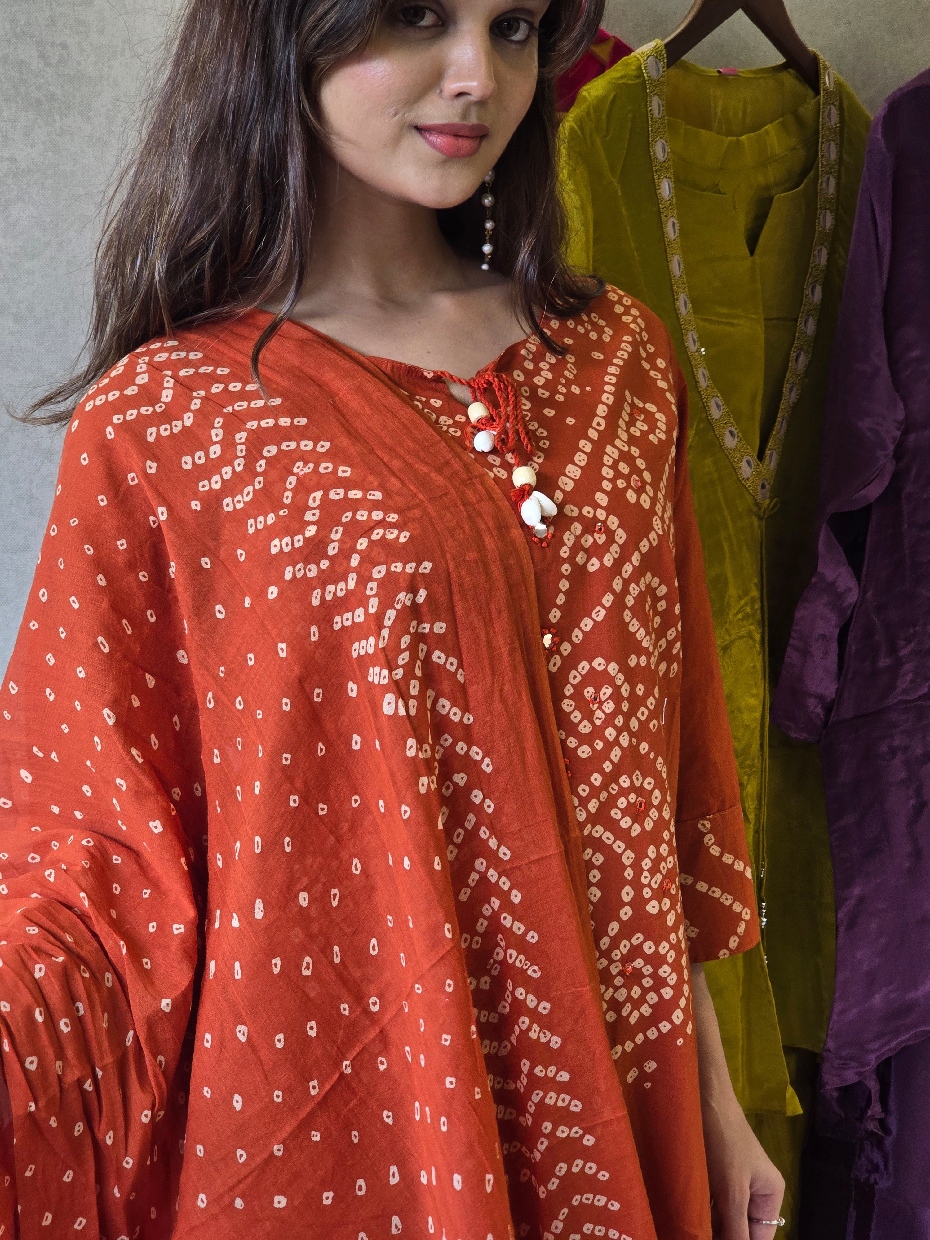 Image of Pure Mull Cotton Bandhani 3 Piece Set