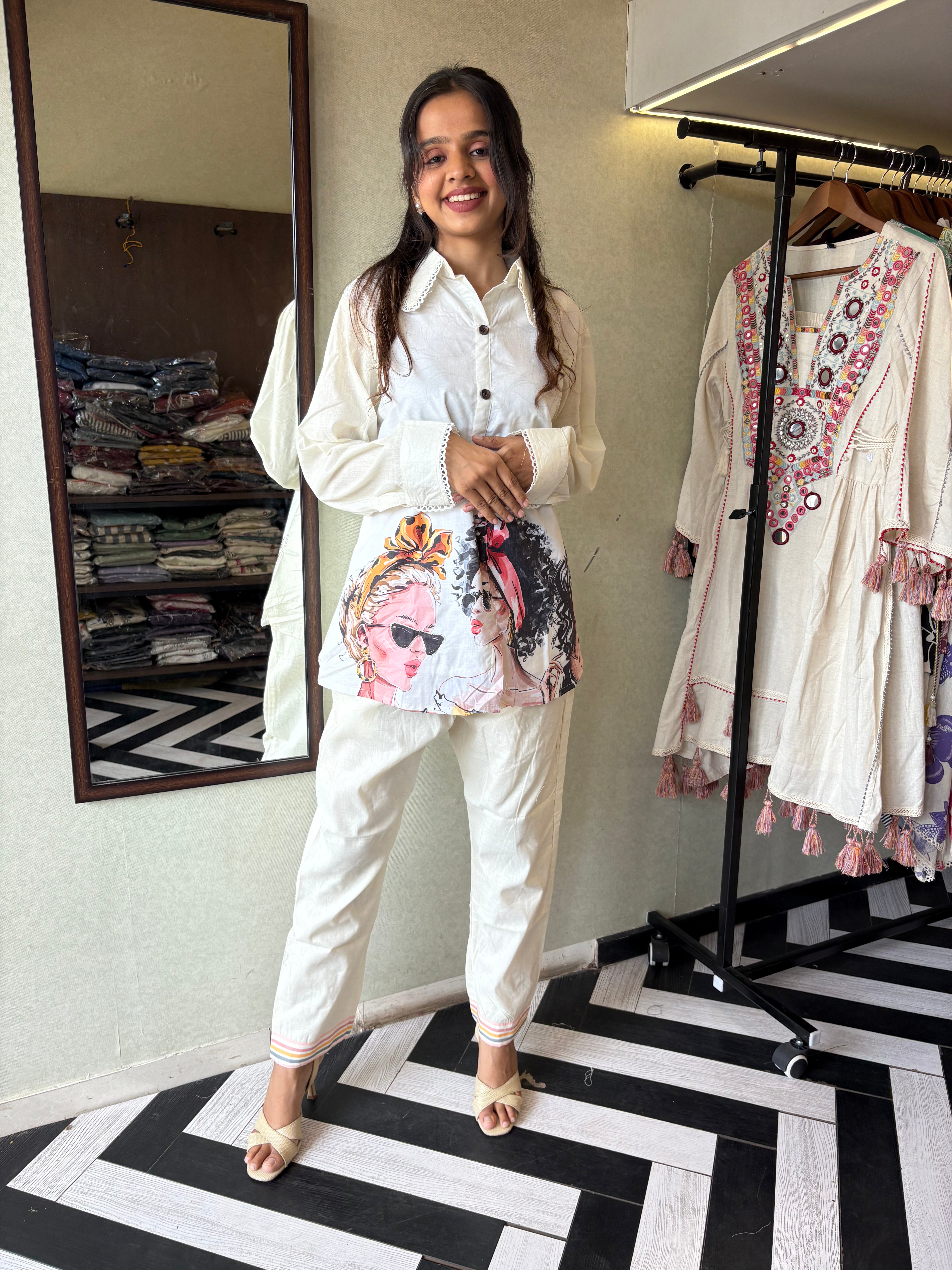 Bold Prints. Breezy Feels. Beautiful You!

Unleash your everyday fashion with this pure cotton designer coord set in stunning figure prints! Soft, breathable & statement-making - it's your go-to pick for daily elegance and weekend flair.