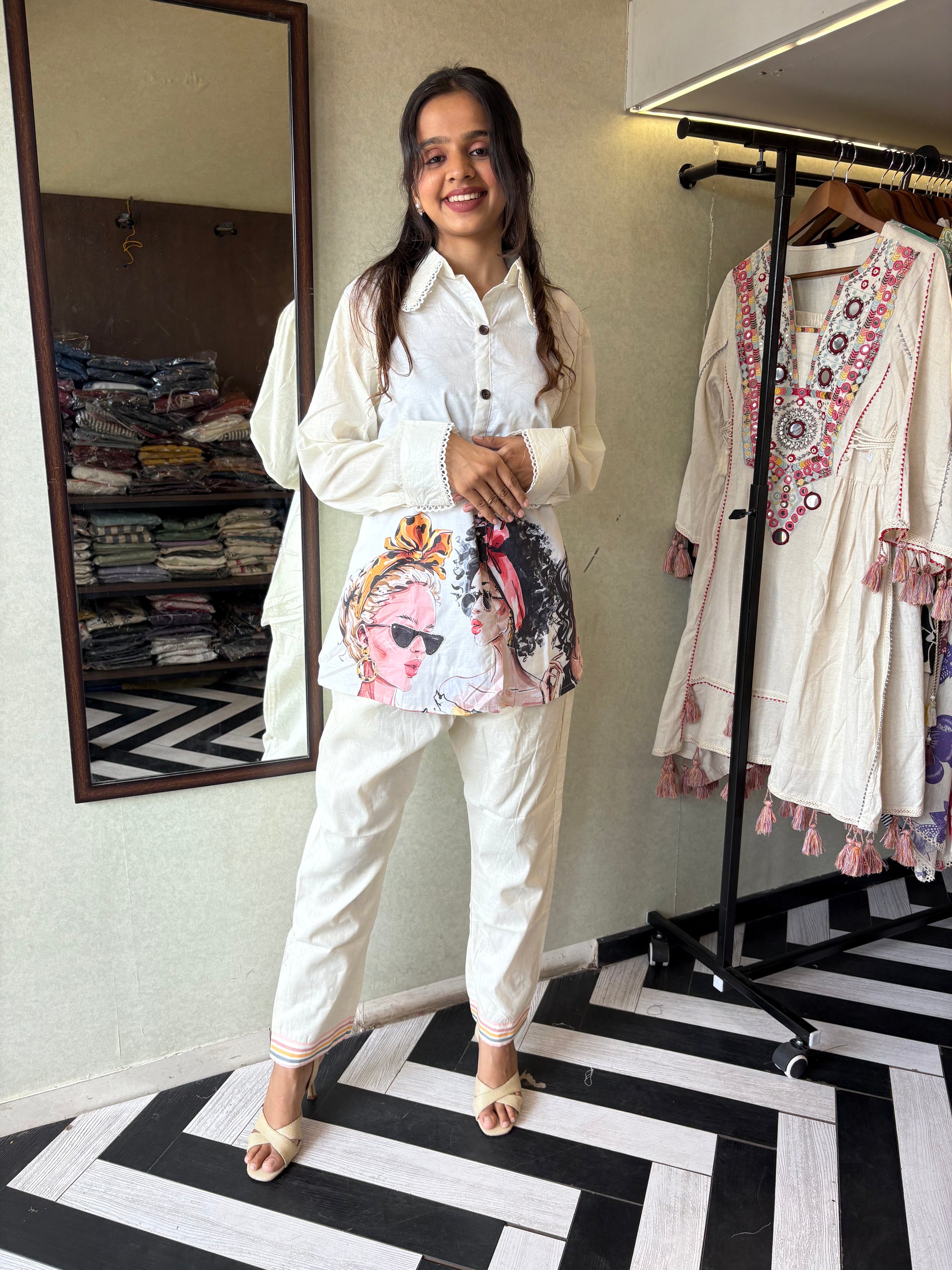 Bold Prints. Breezy Feels. Beautiful You!

Unleash your everyday fashion with this pure cotton designer coord set in stunning figure prints! Soft, breathable & statement-making - it's your go-to pick for daily elegance and weekend flair.