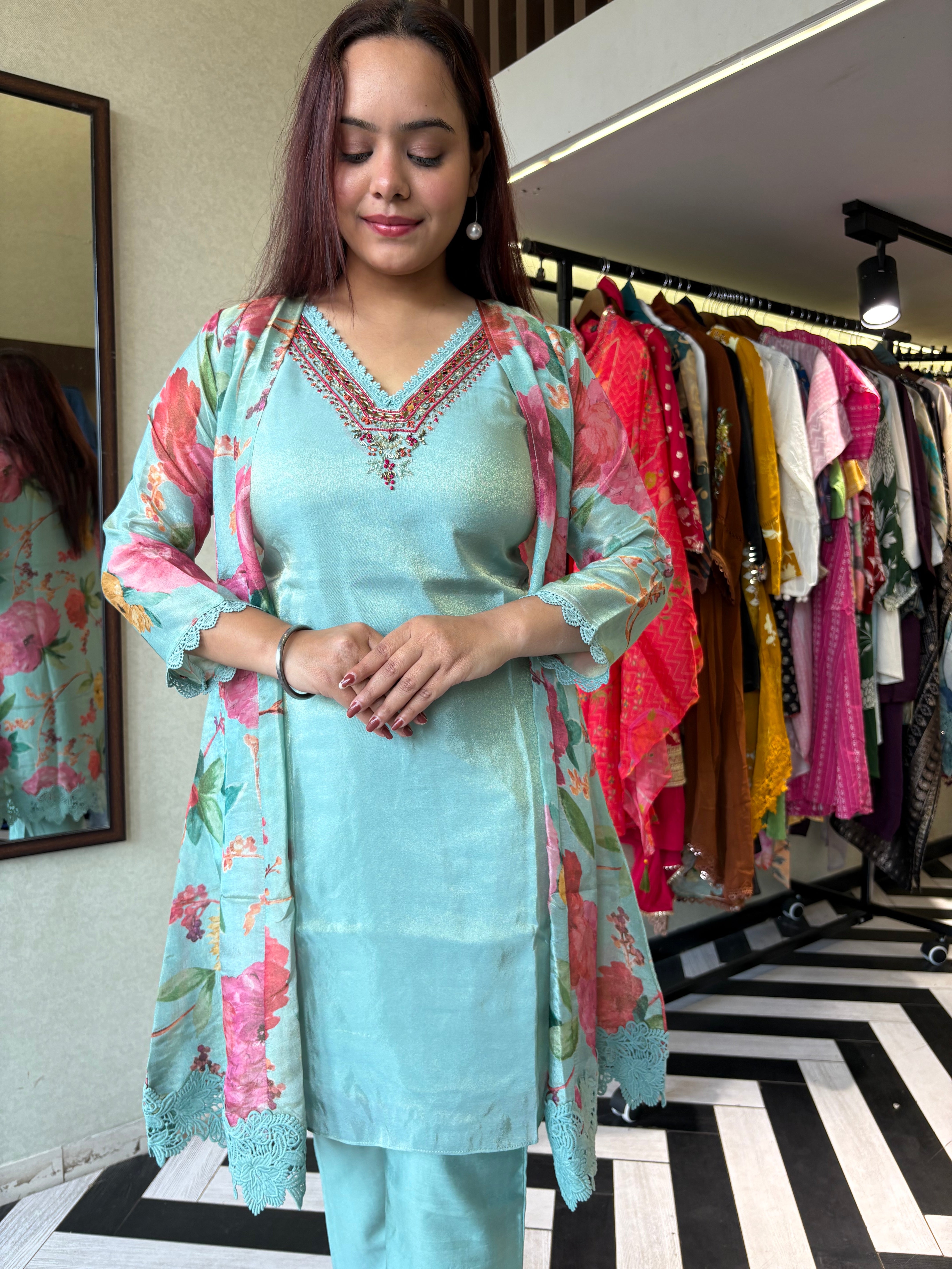 Image of Pure Georgette 3 Piece with Hand work