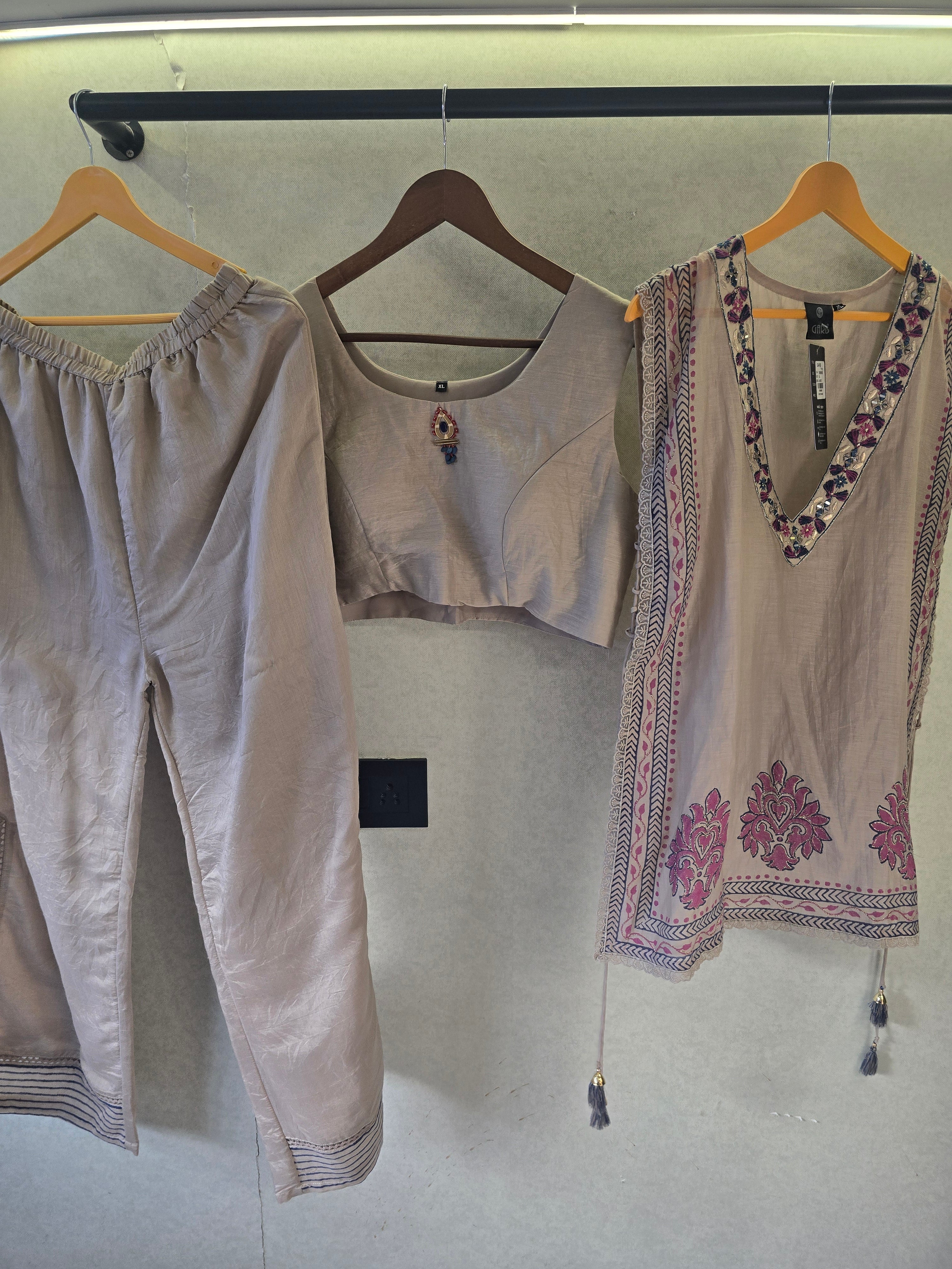 Image of Lavender Handblock Print Cape Style Co-Ord Set