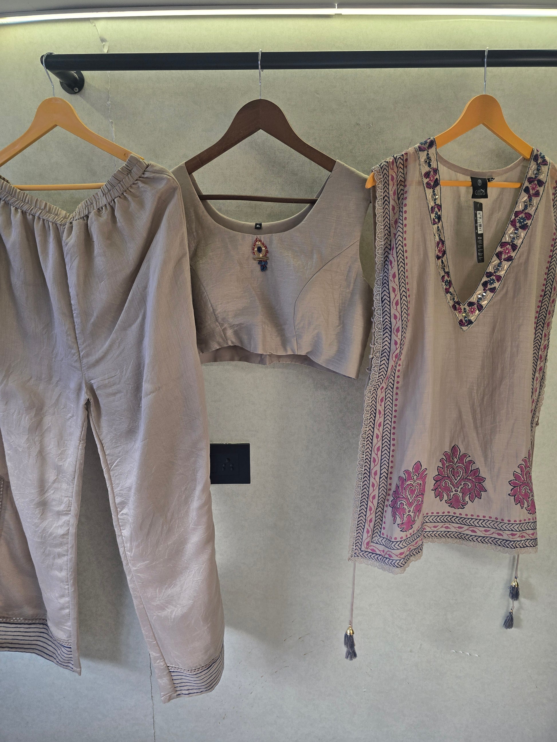 Lavender Handblock Print Cape Style Co-Ord Set