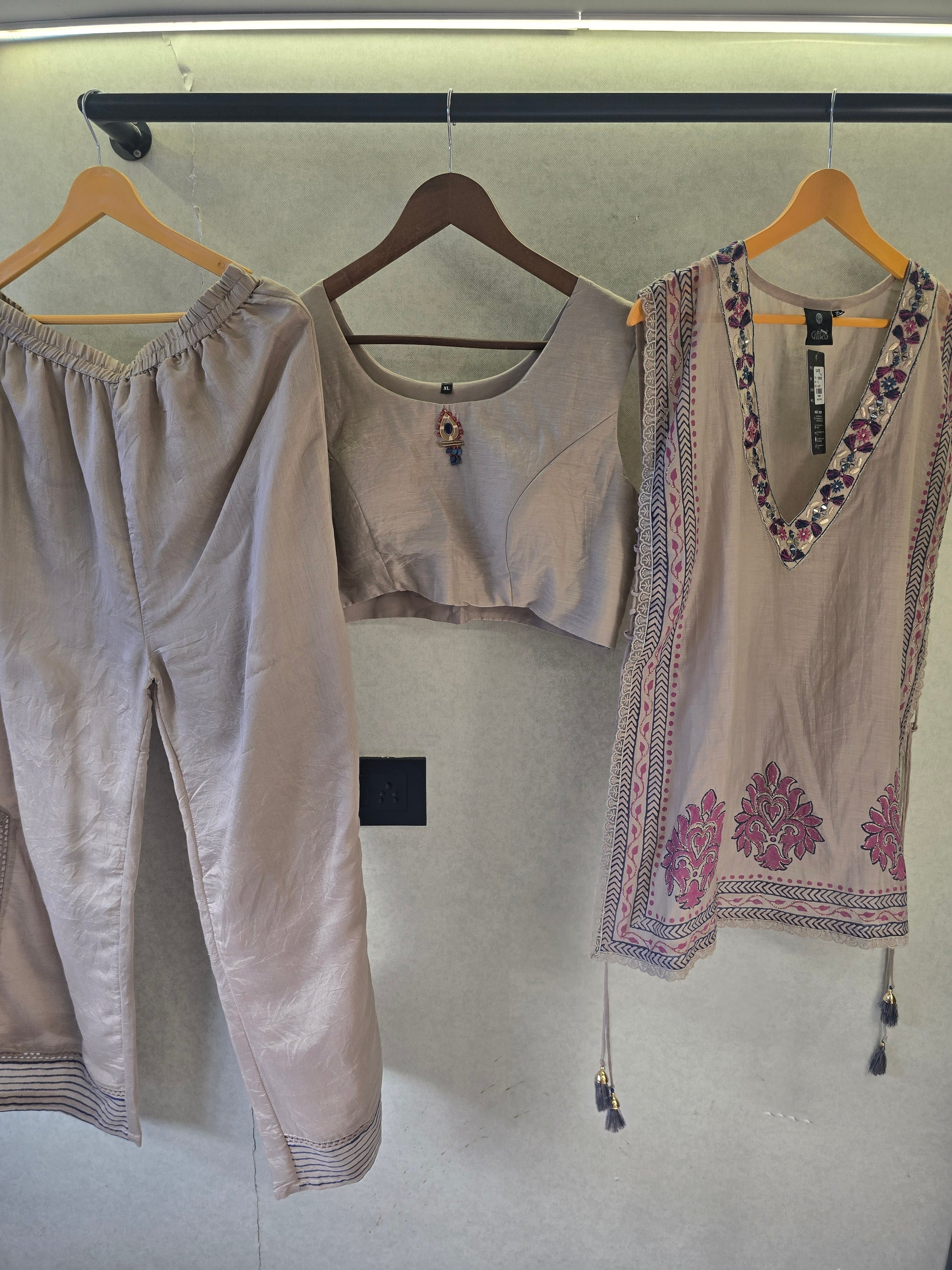 Lavender Handblock Print Cape Style Co-Ord Set