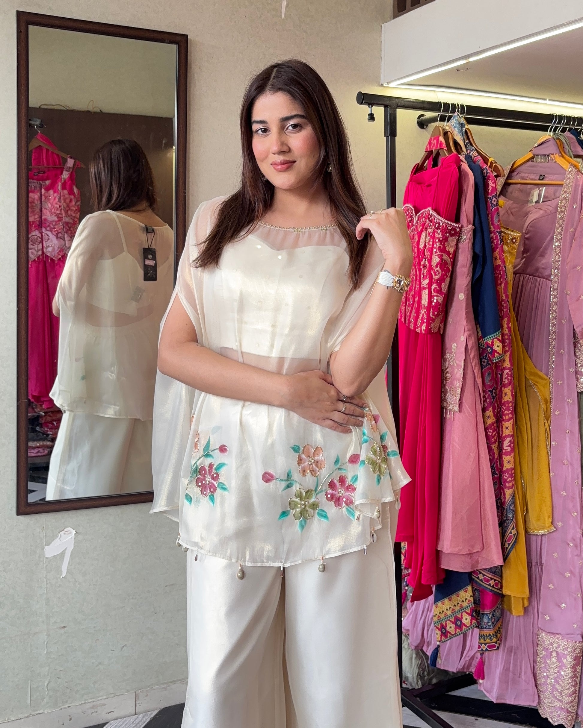 Pure Tissue Shimmer 3 Piece Fusion Indian Coord Set