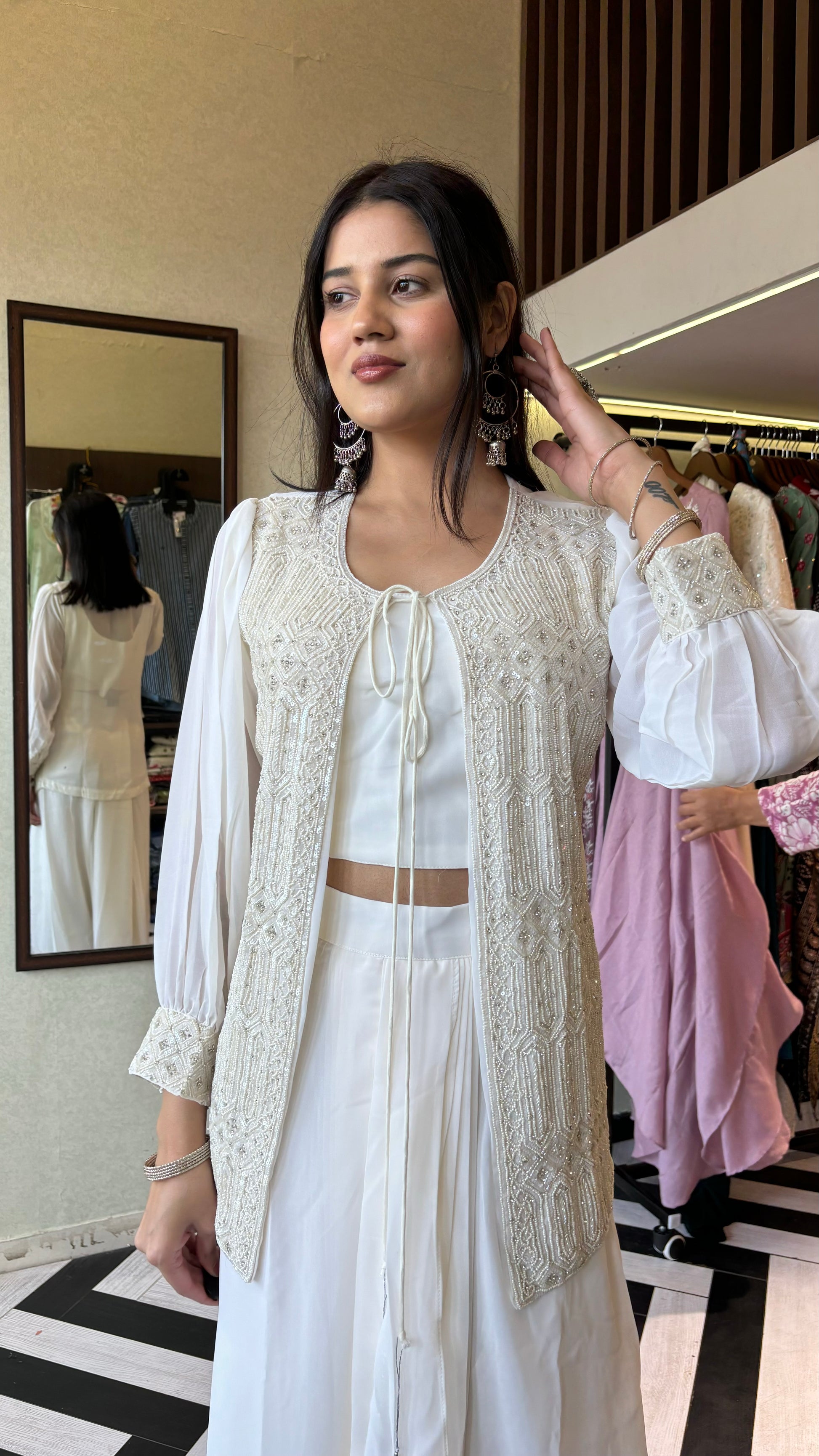 Pure Georgette Indo western 3 Piece