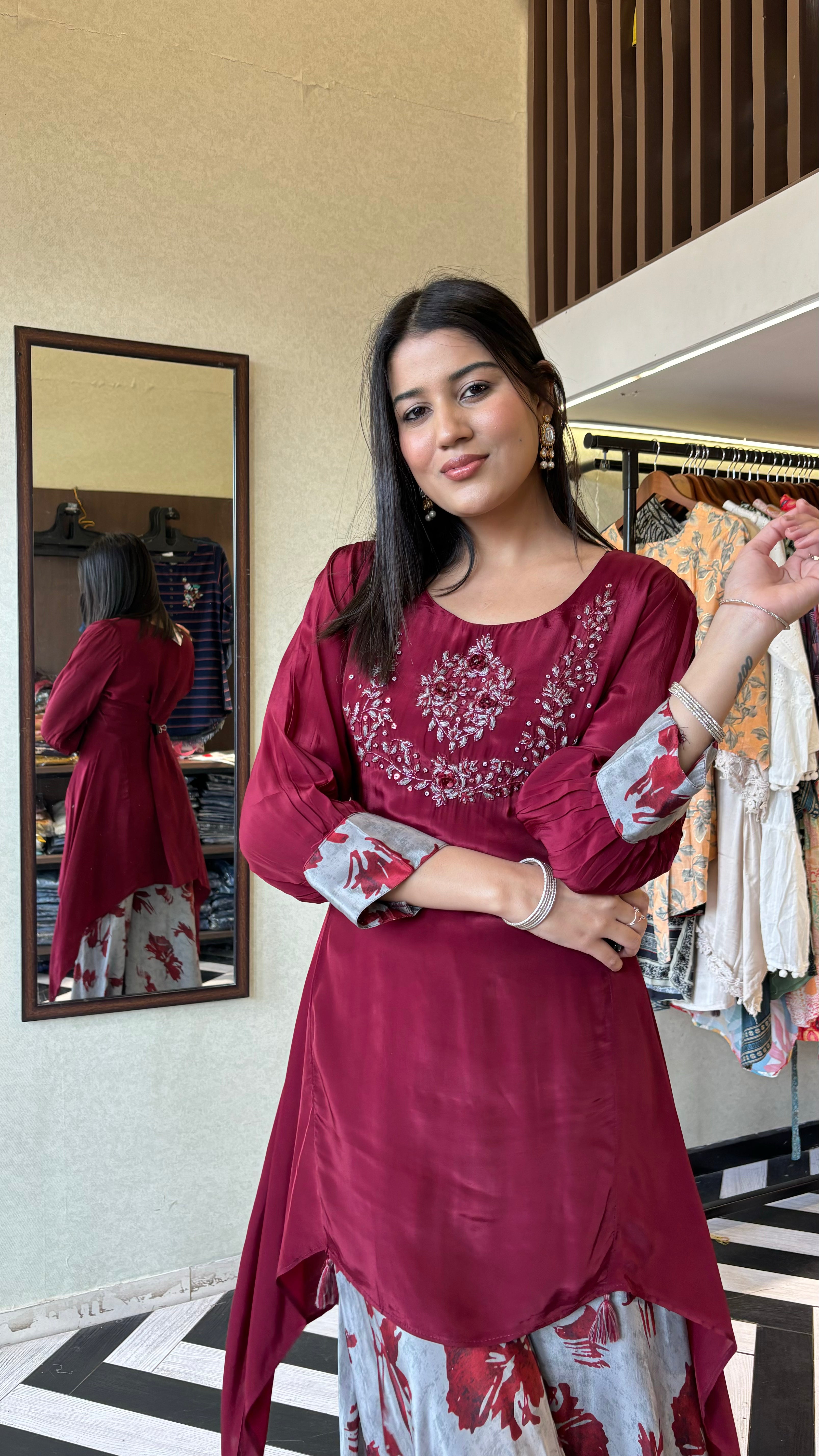 Image of Pure Crepe Indo western 2 Piece Set