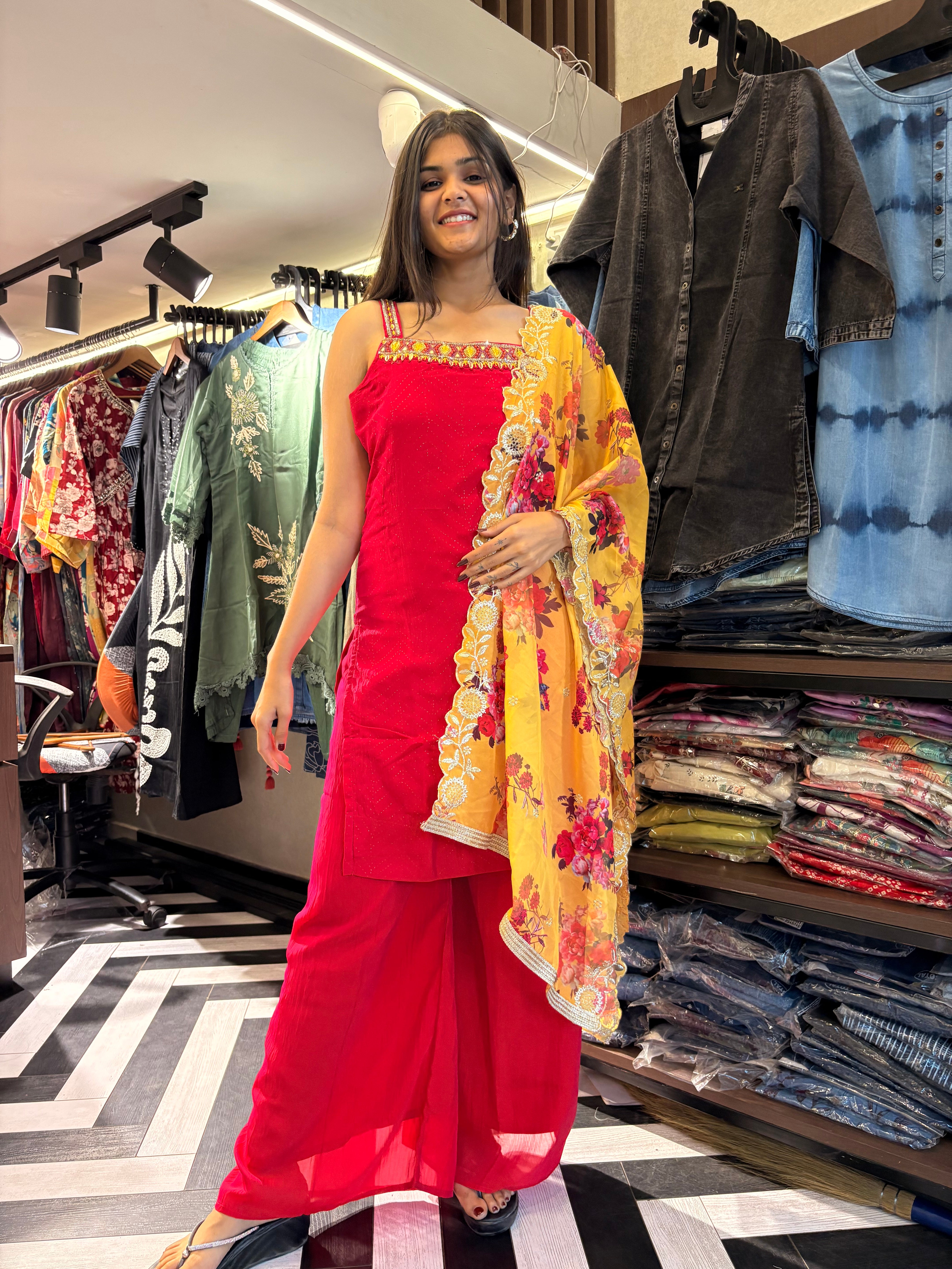 Image of Pure Crepe 3 Piece Kurti Set