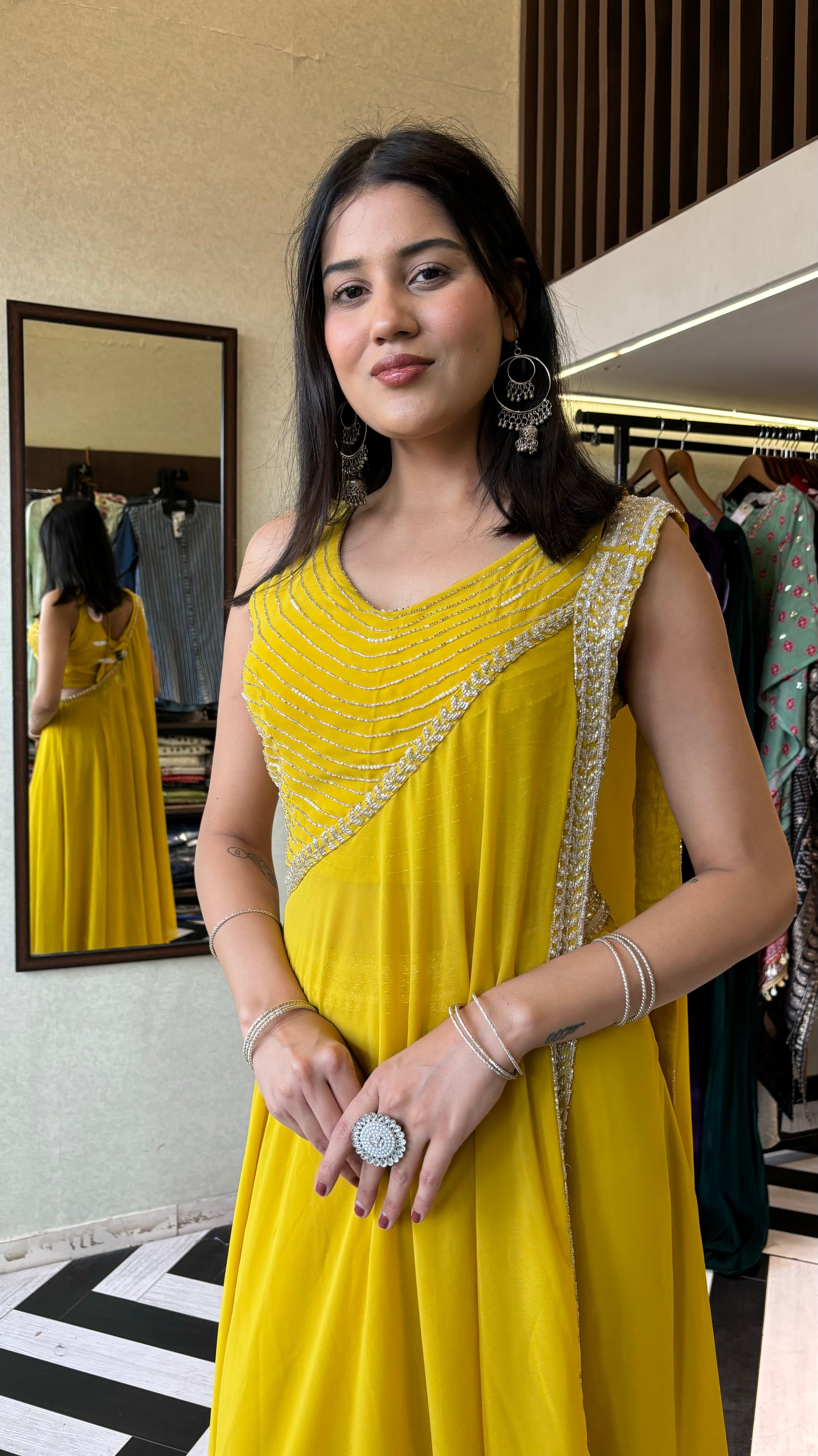 Pure Georgette Saree Style Indo western