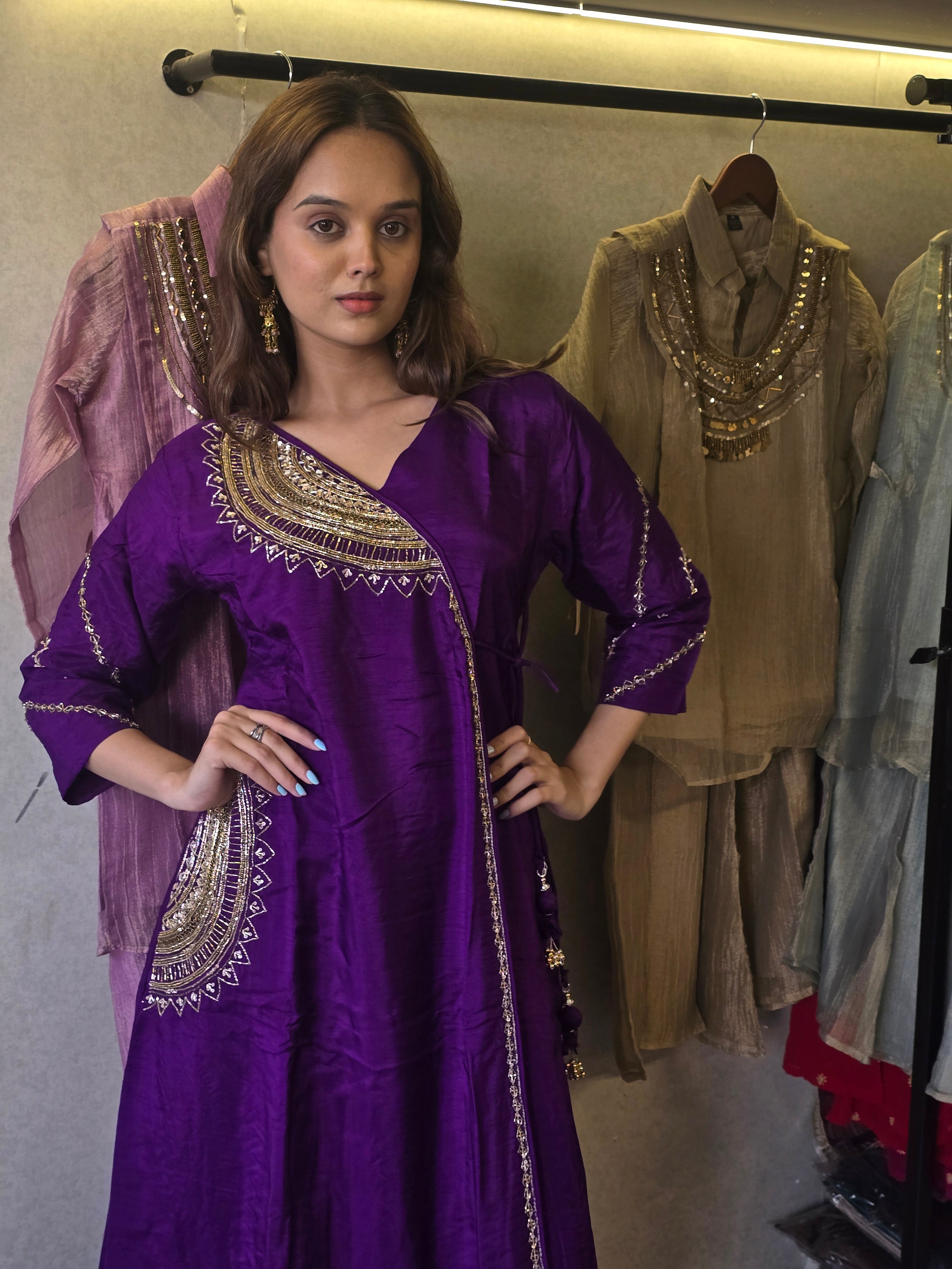 Image of Pure Russian Silk with Hand Work