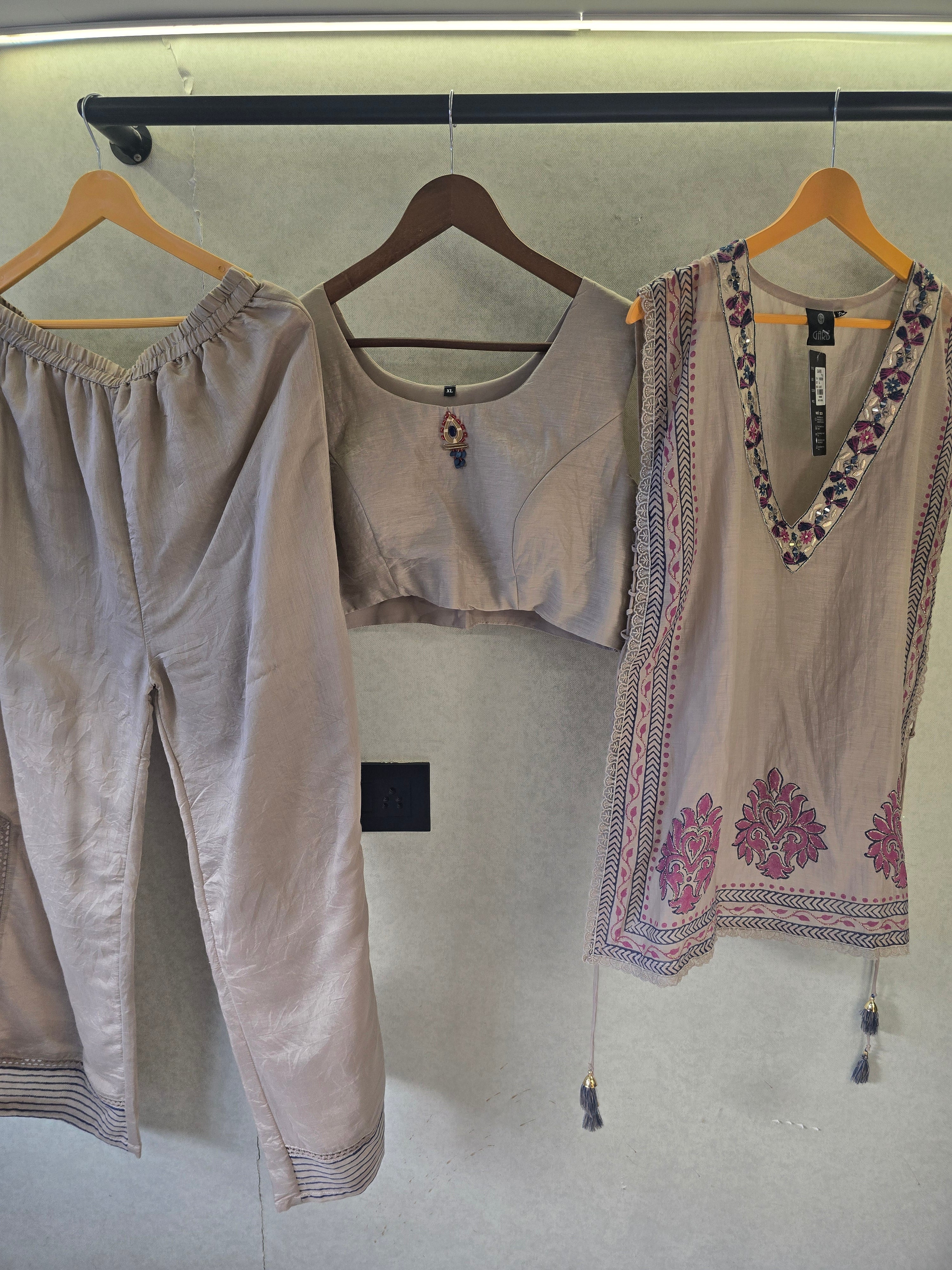 Image of Lavender Handblock Print Cape Style Co-Ord Set