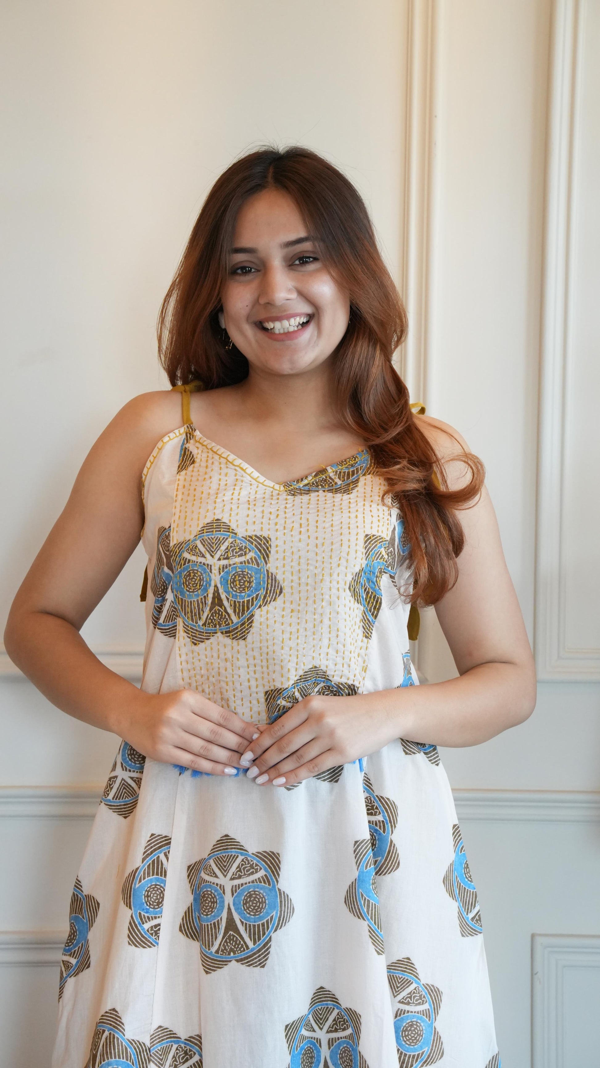 Cotton speggati katha cotton two piece set