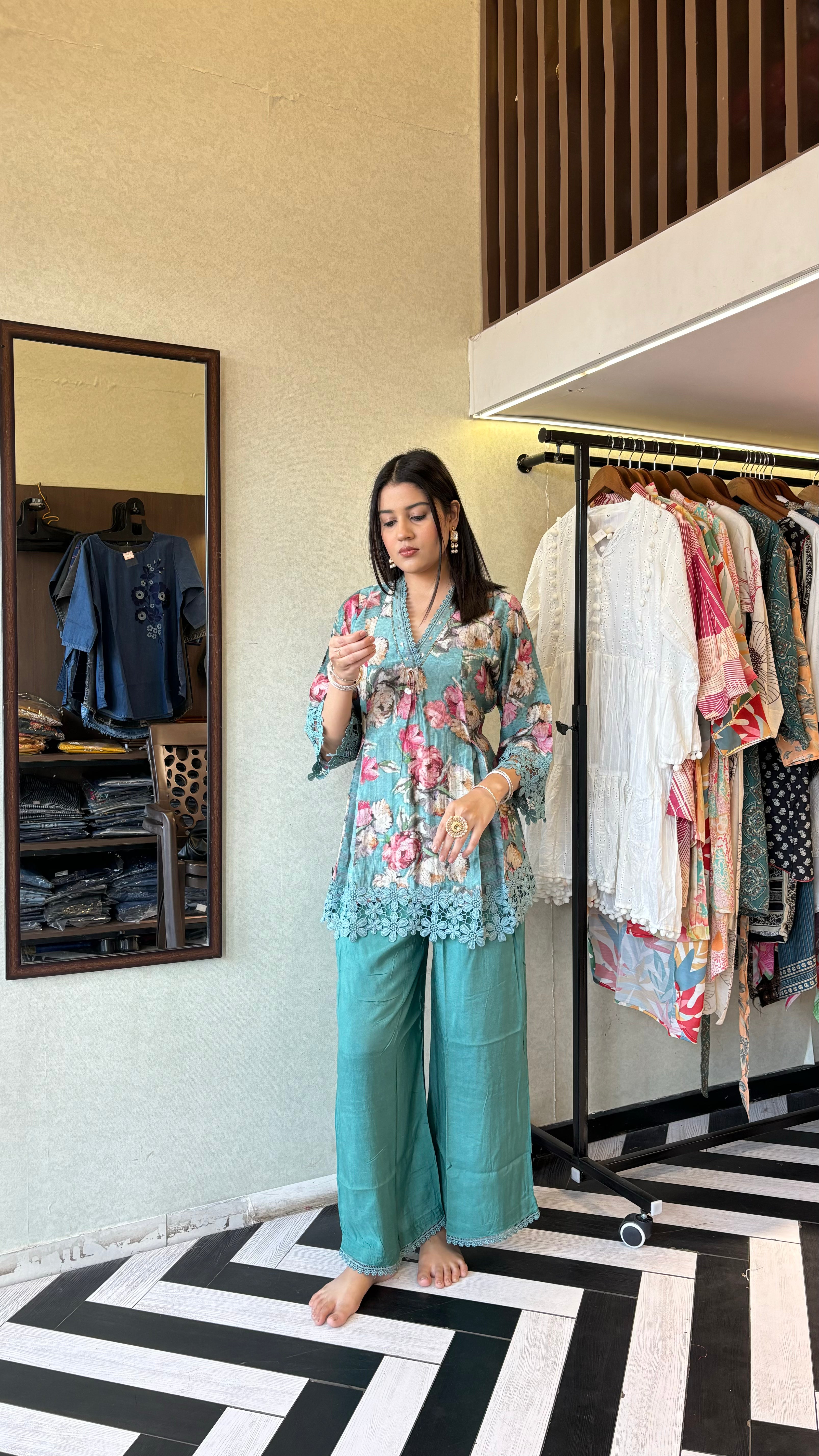 Image of Pure Rayon Piece Set with Hand work