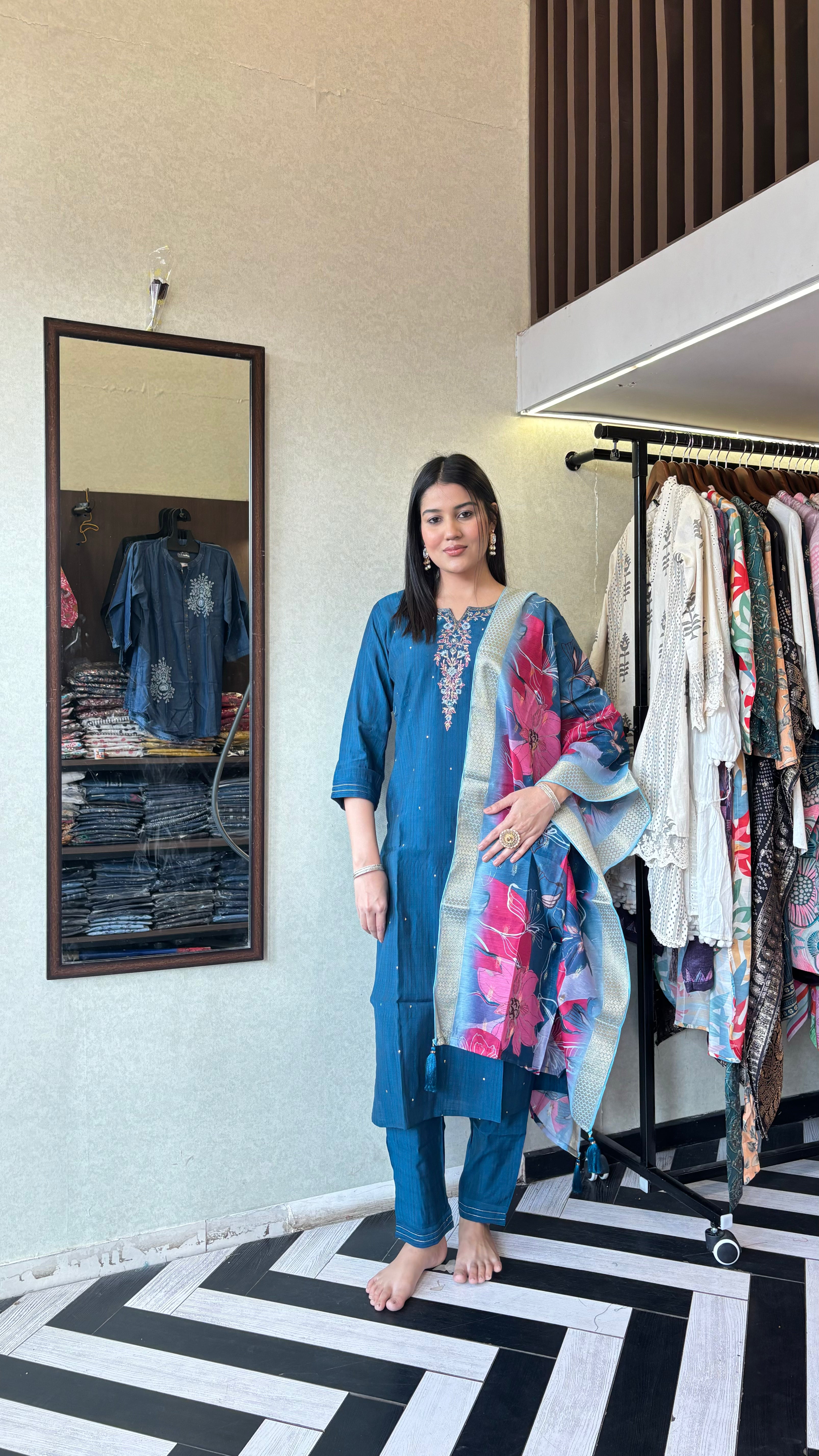 Image of Pure Silk 3 Piece with Hand work