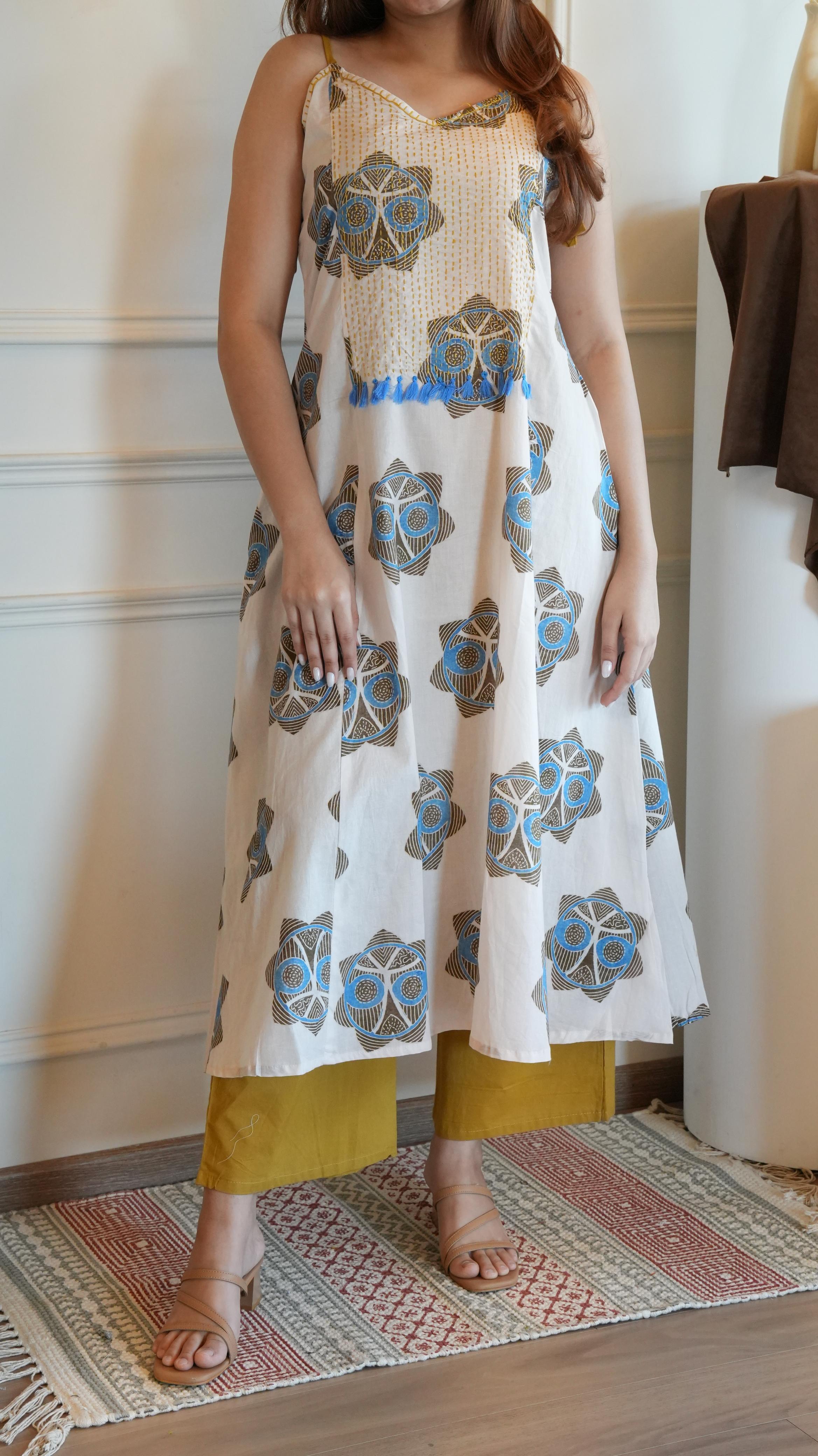 Image of Cotton speggati katha cotton two piece set